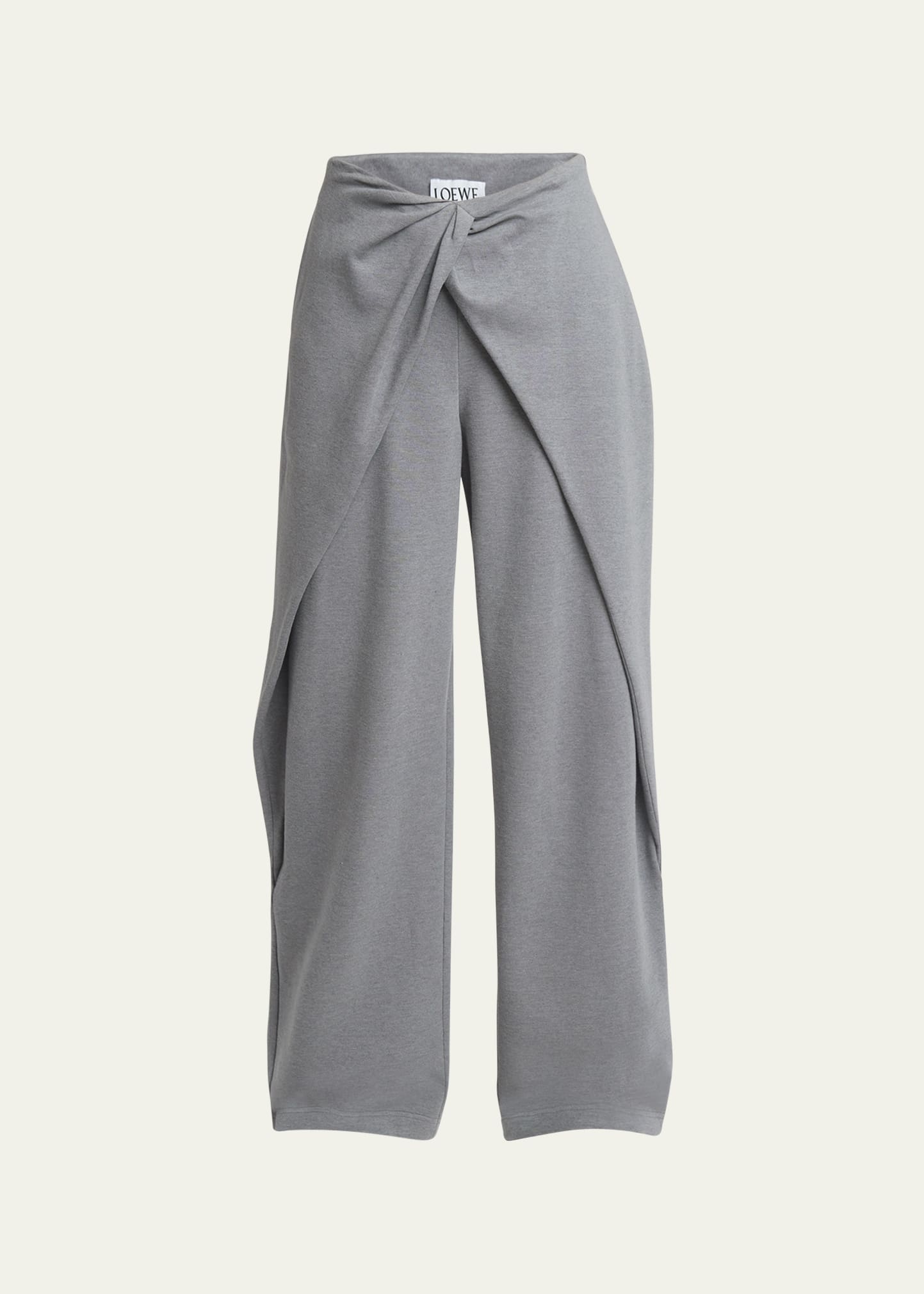Loewe Wide-leg Draped Pants With Knot Detail In Grey Black