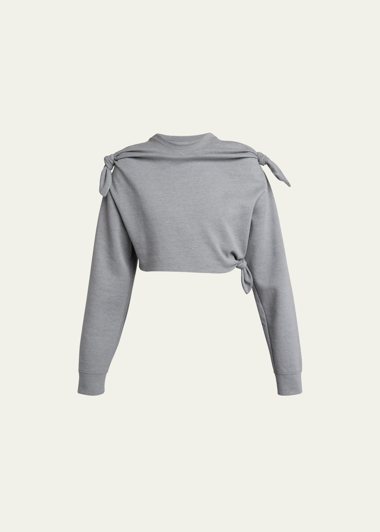 Shop Loewe Cashmere-blend Cropped Sweatshirt With Knot Detail In Grey Black