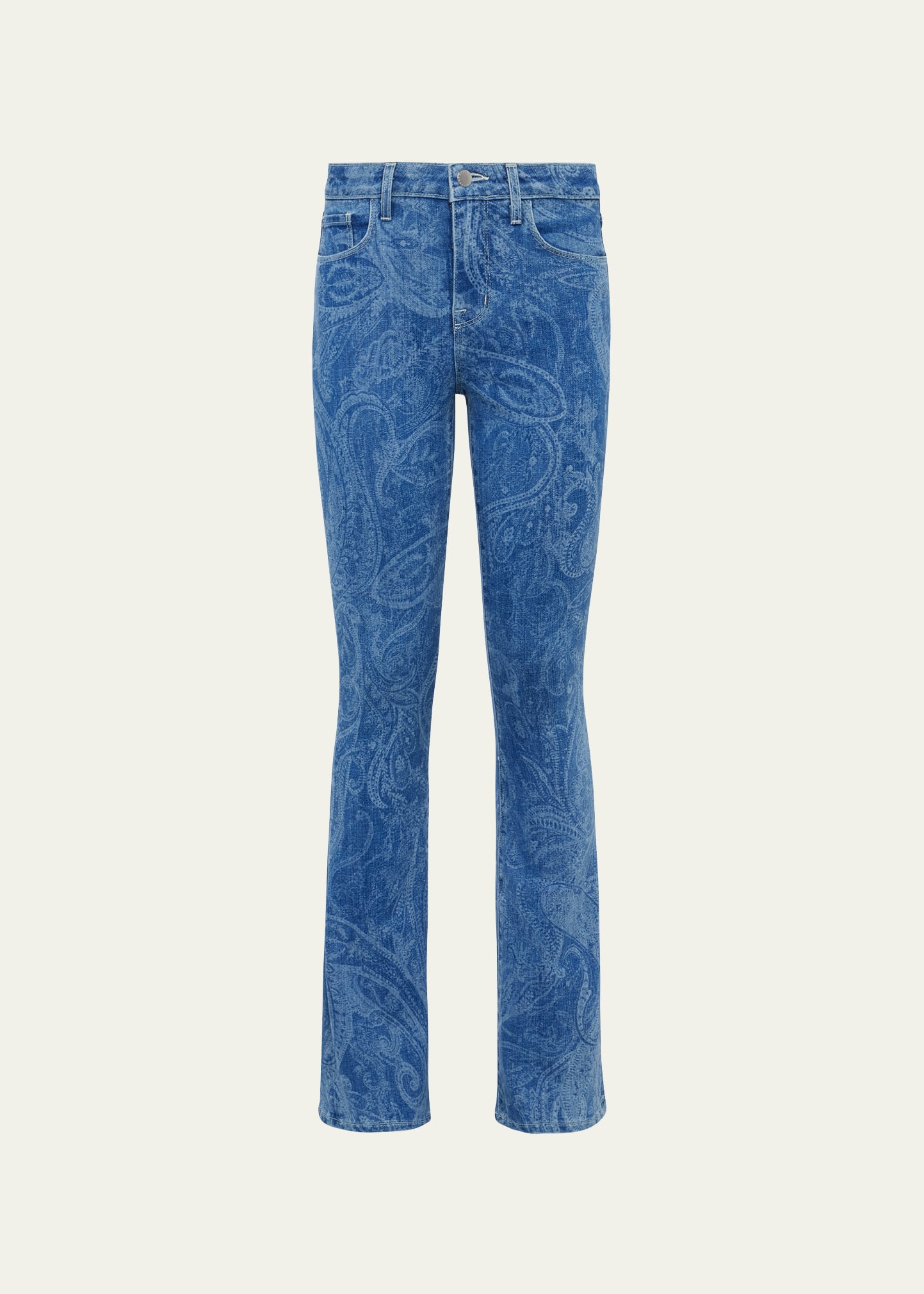 Shop L Agence Stassi High-rise Sleek Baby Bootcut Jeans In Paisley Laser