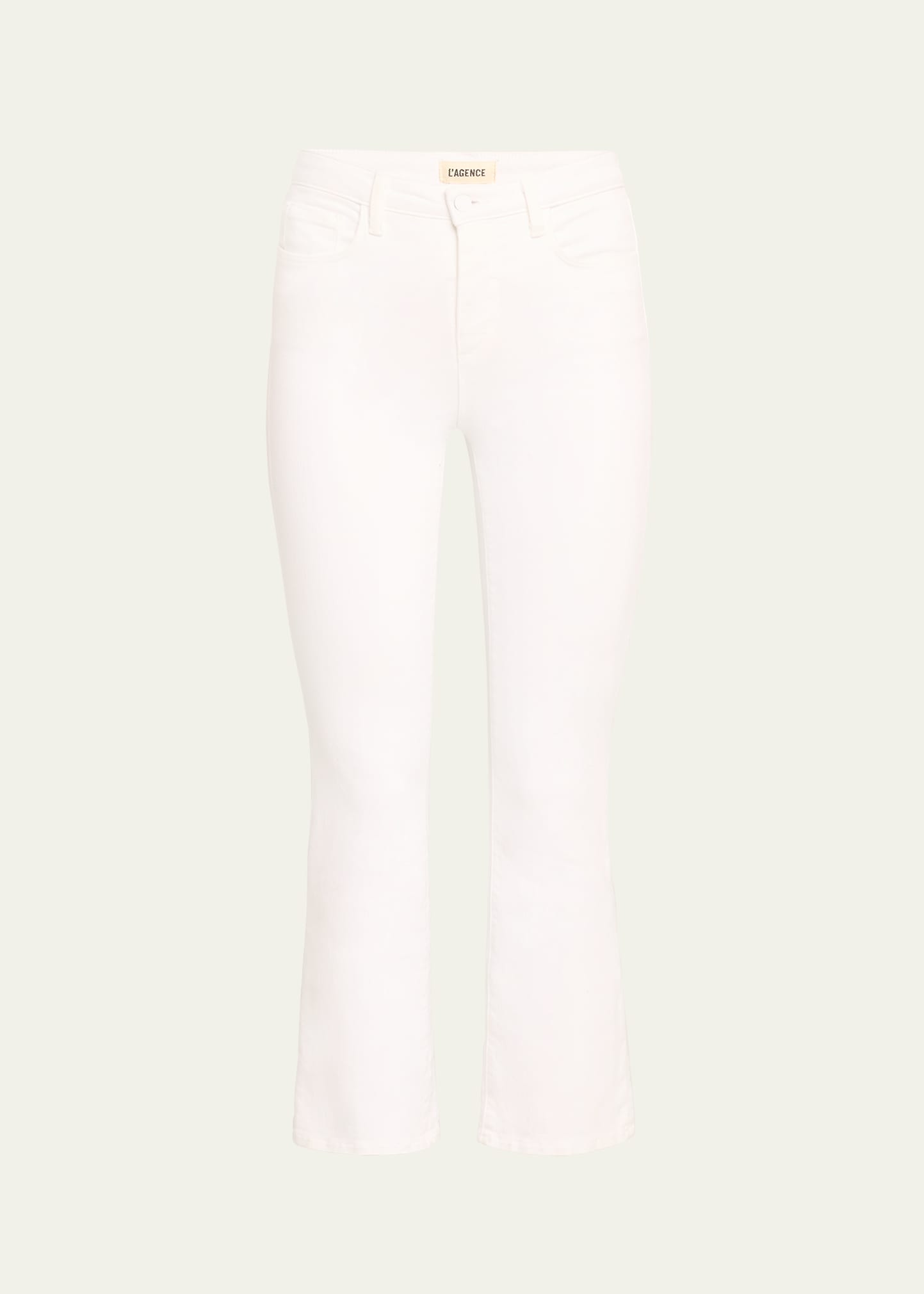 Shop L Agence Mira Ultra High-rise Crop Micro Bootcut Jeans In Blanc