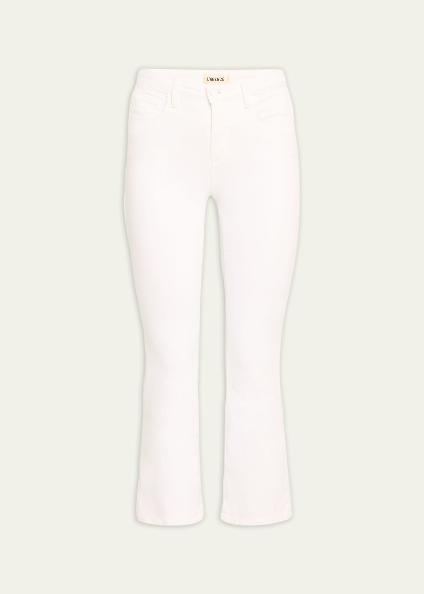 Shop L Agence Mira Ultra High-rise Crop Micro Bootcut Jeans In Blanc