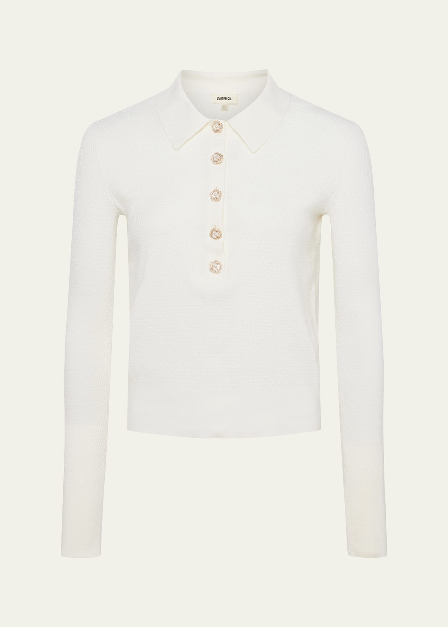 L Agence Sterling Jewel-button Sweater In Ivory Jewel Btn