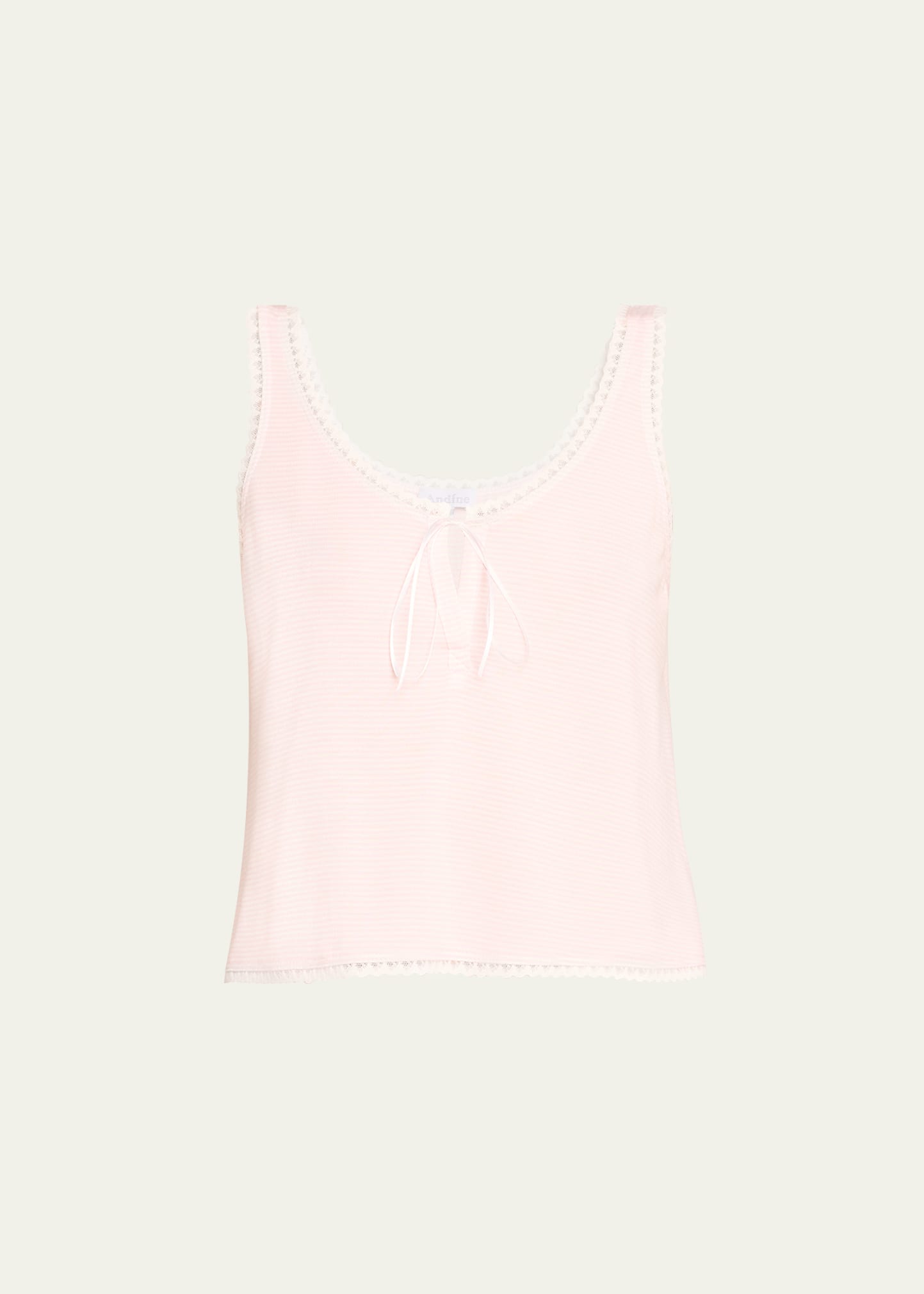 Andine Vivi Striped Lace-trim French Terry Tank In Pink