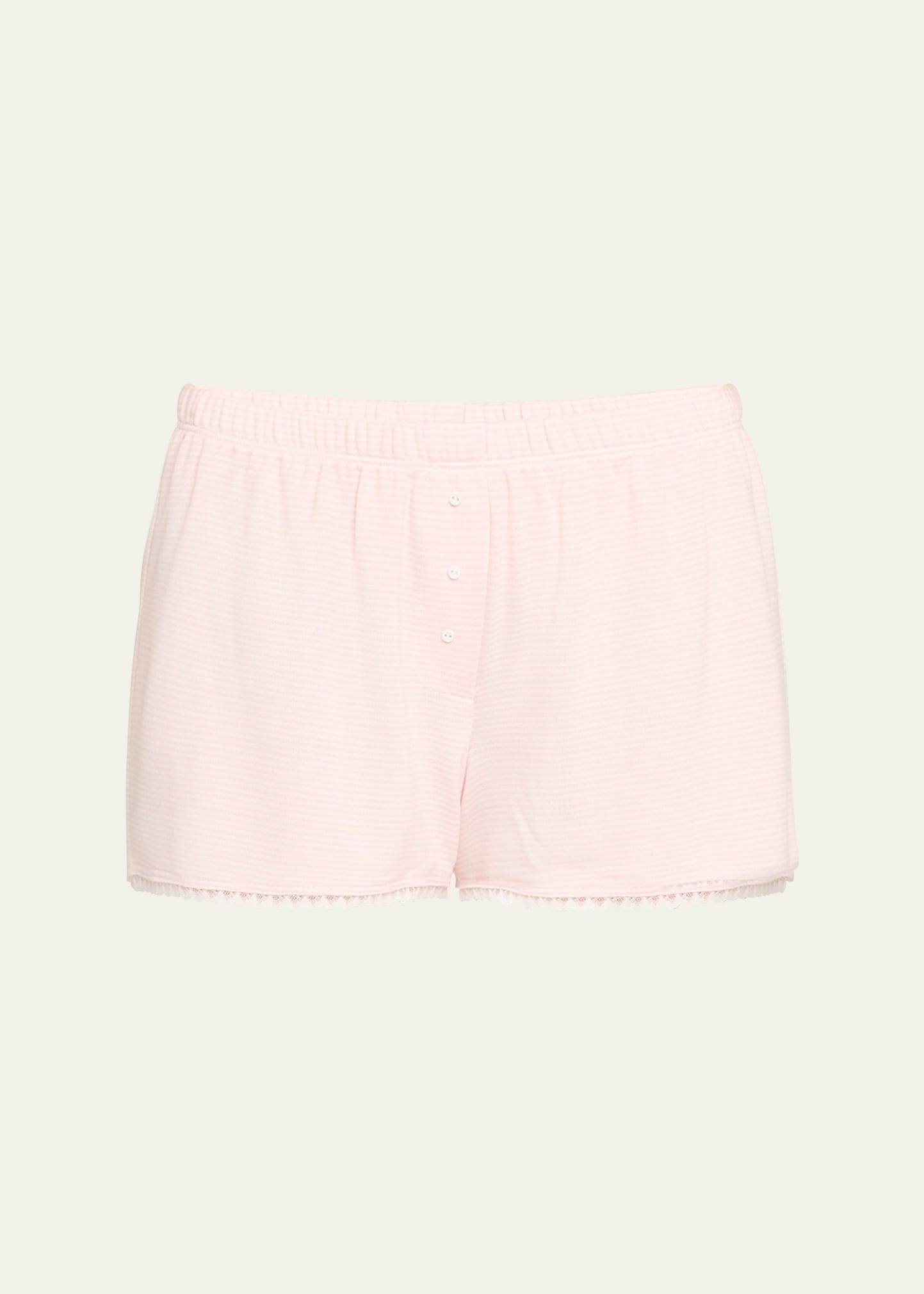 Andine Anji Striped Lace-trim French Terry Boxers In Pink