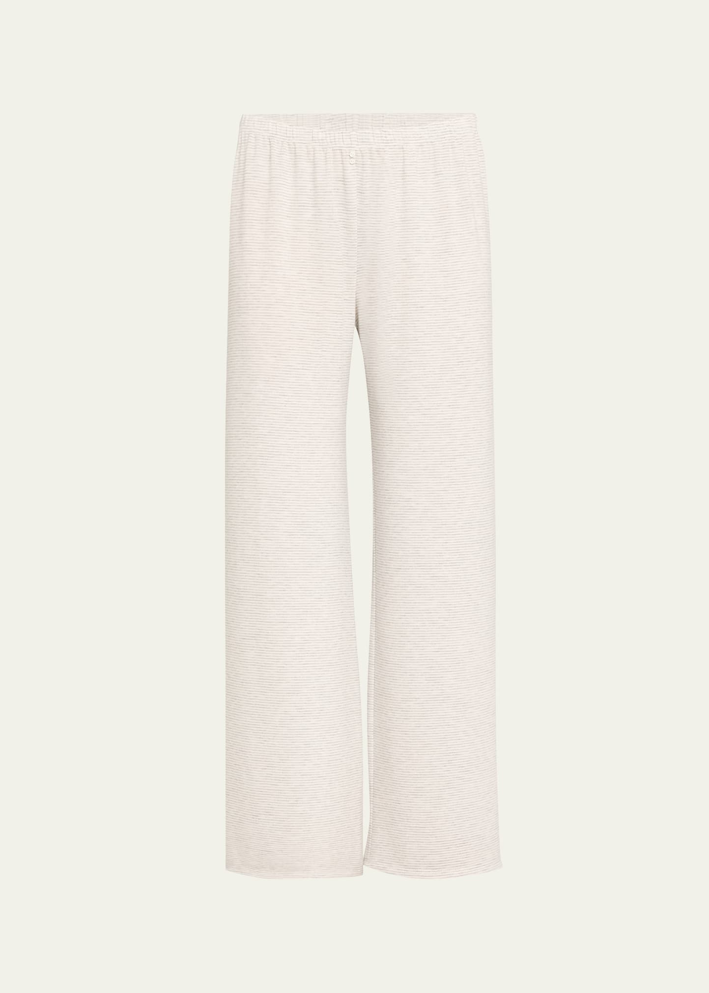 Andine Soleil Striped Straight-leg French Terry Pants In Grey