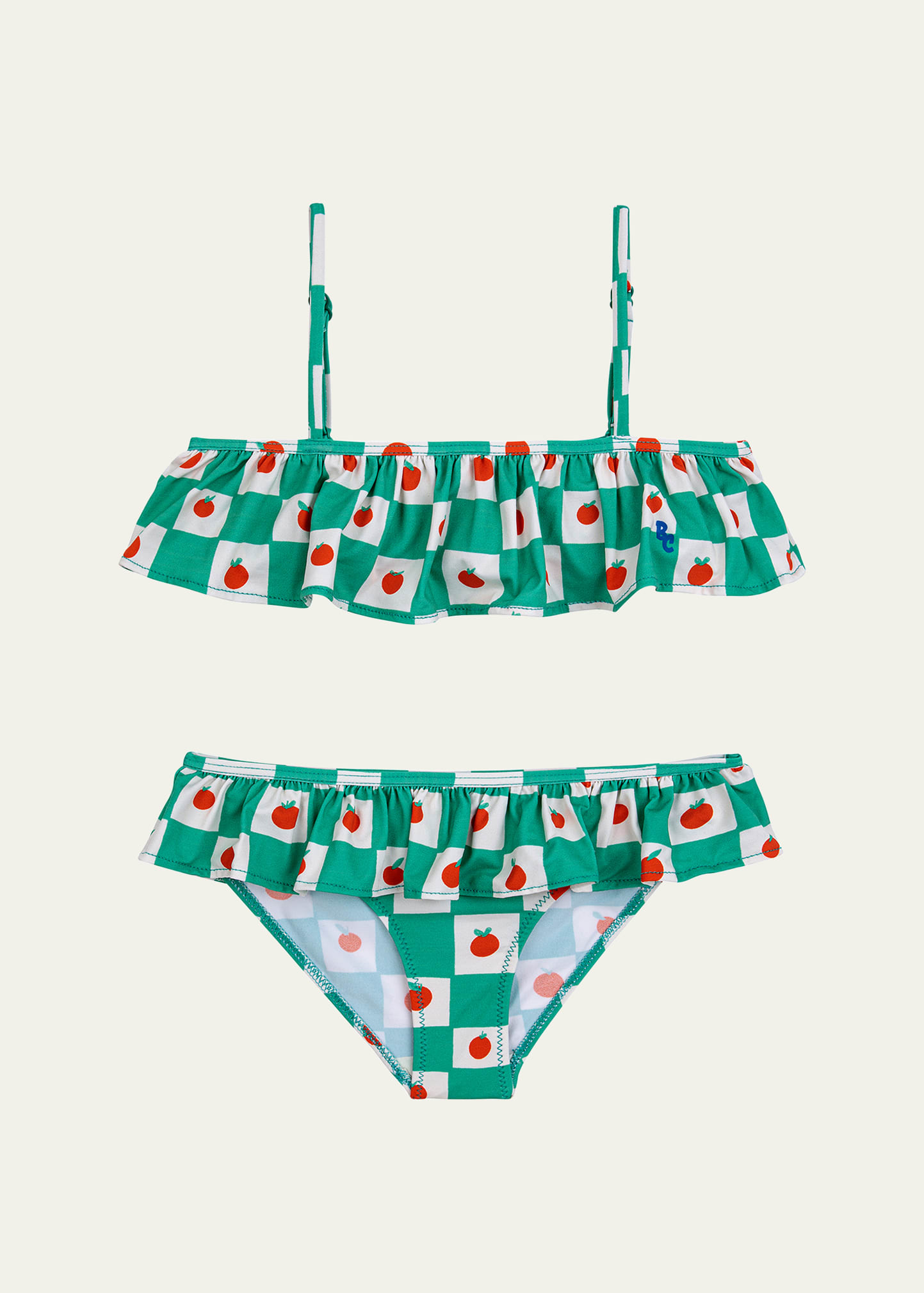 Girl's Tomato-Print Two-Piece Bikini Set, Size 2-13