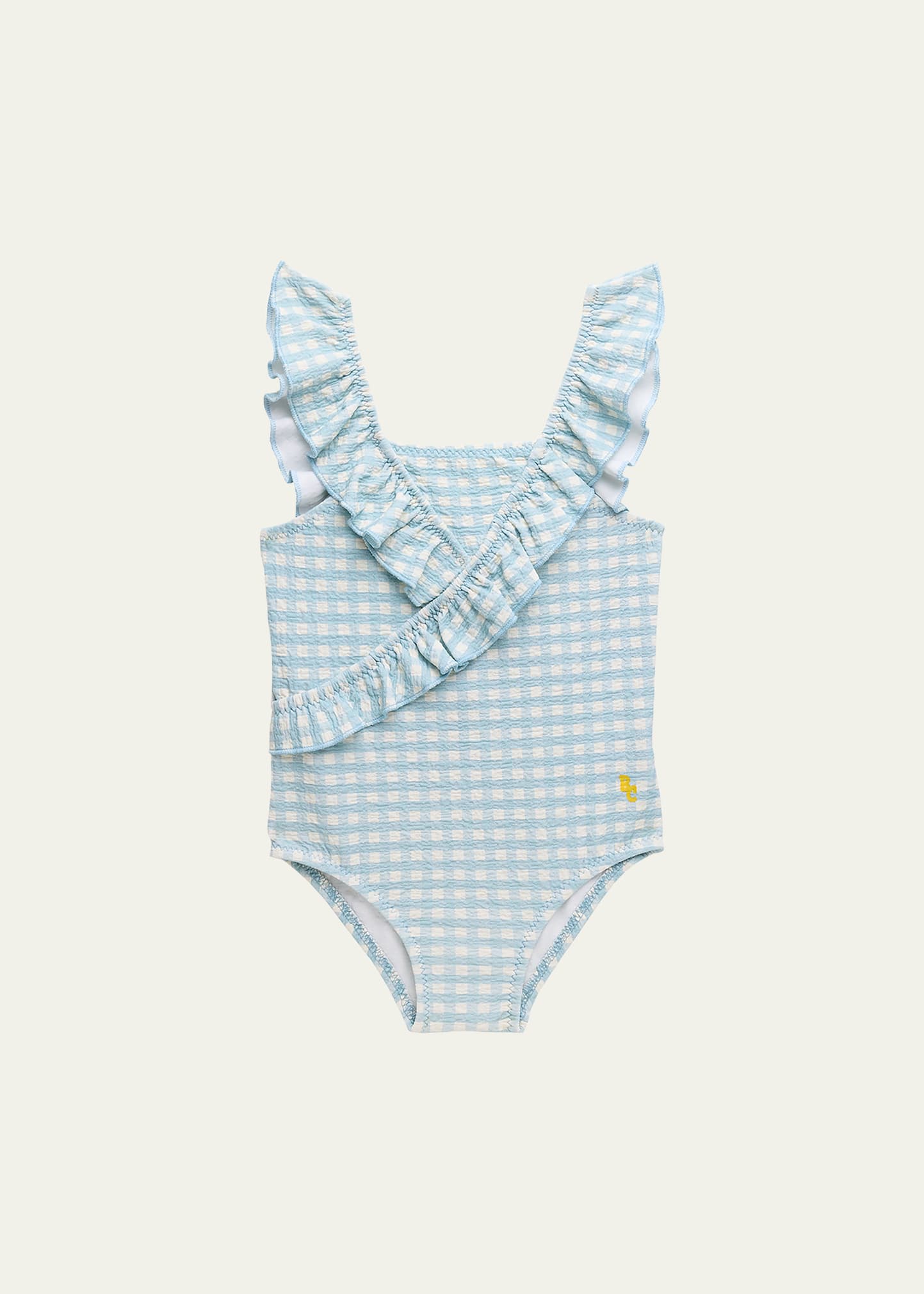 Girl's Vichy Gingham Ruffle One-Piece Swimsuit, Size 6M-24
