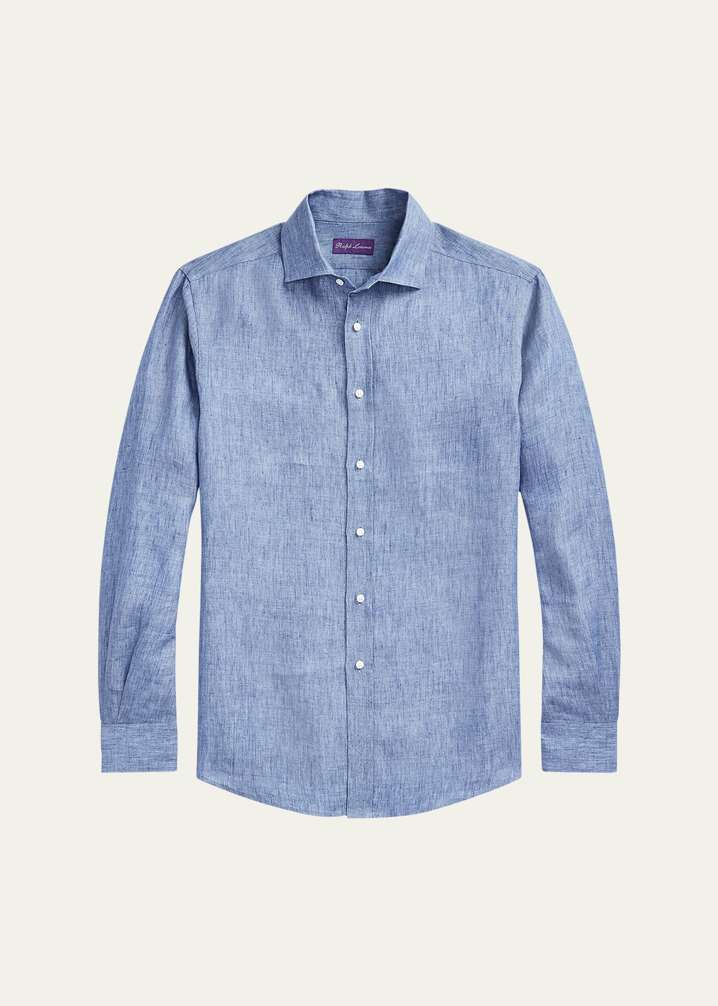 Shop Ralph Lauren Purple Label Men's Linen Chambray Sport Shirt In Blue