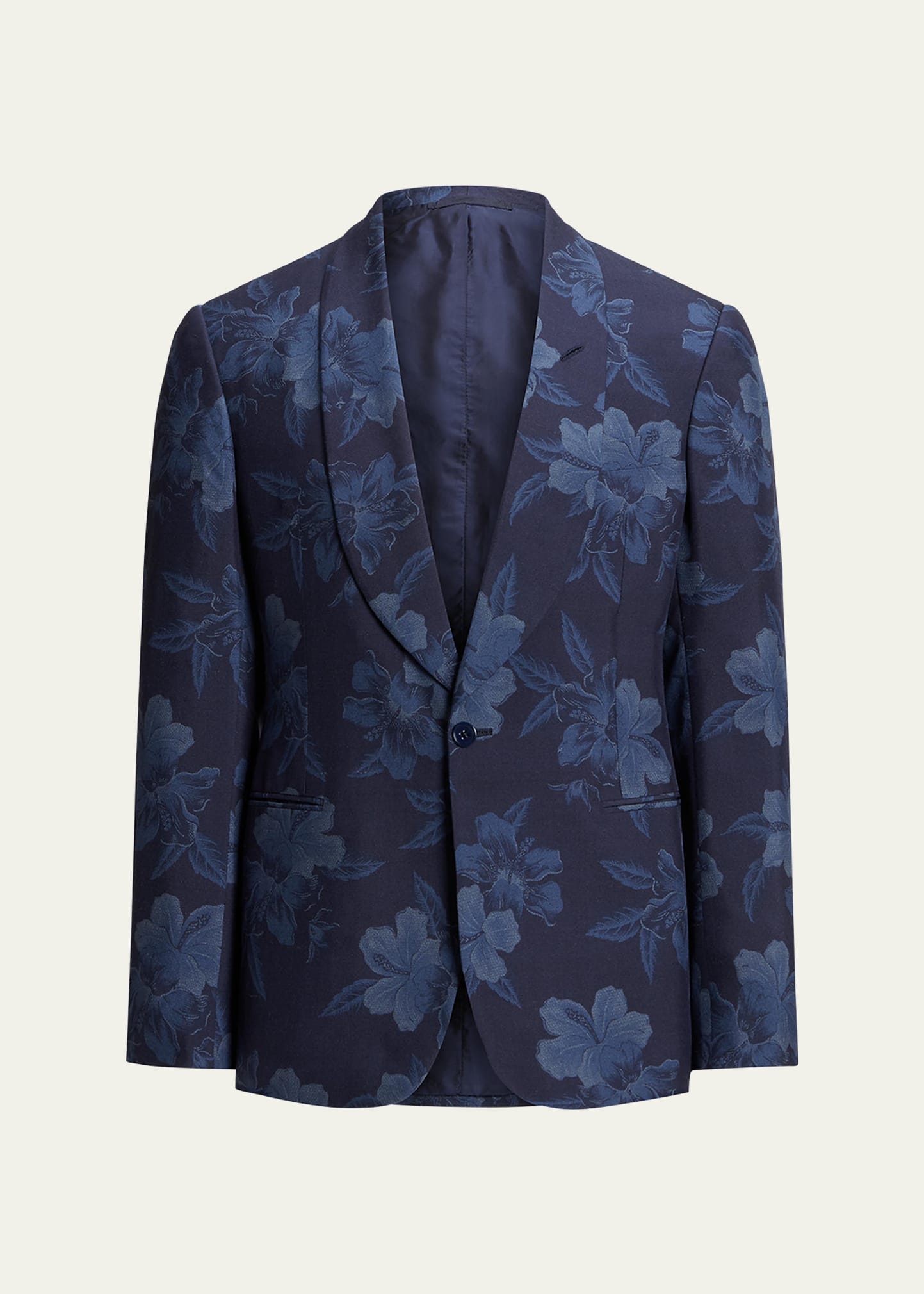 Shop Ralph Lauren Purple Label Men's Gregory Handmade Hibiscus Silk Sport Coat In Indigo/navy Multi