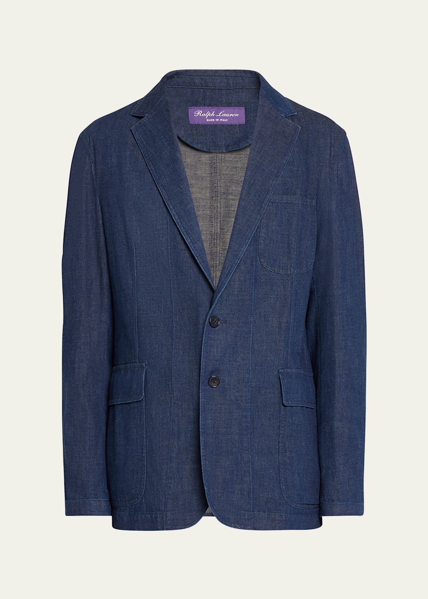Shop Ralph Lauren Purple Label Men's Kent Hand-tailored Denim Suit Jacket In Navy