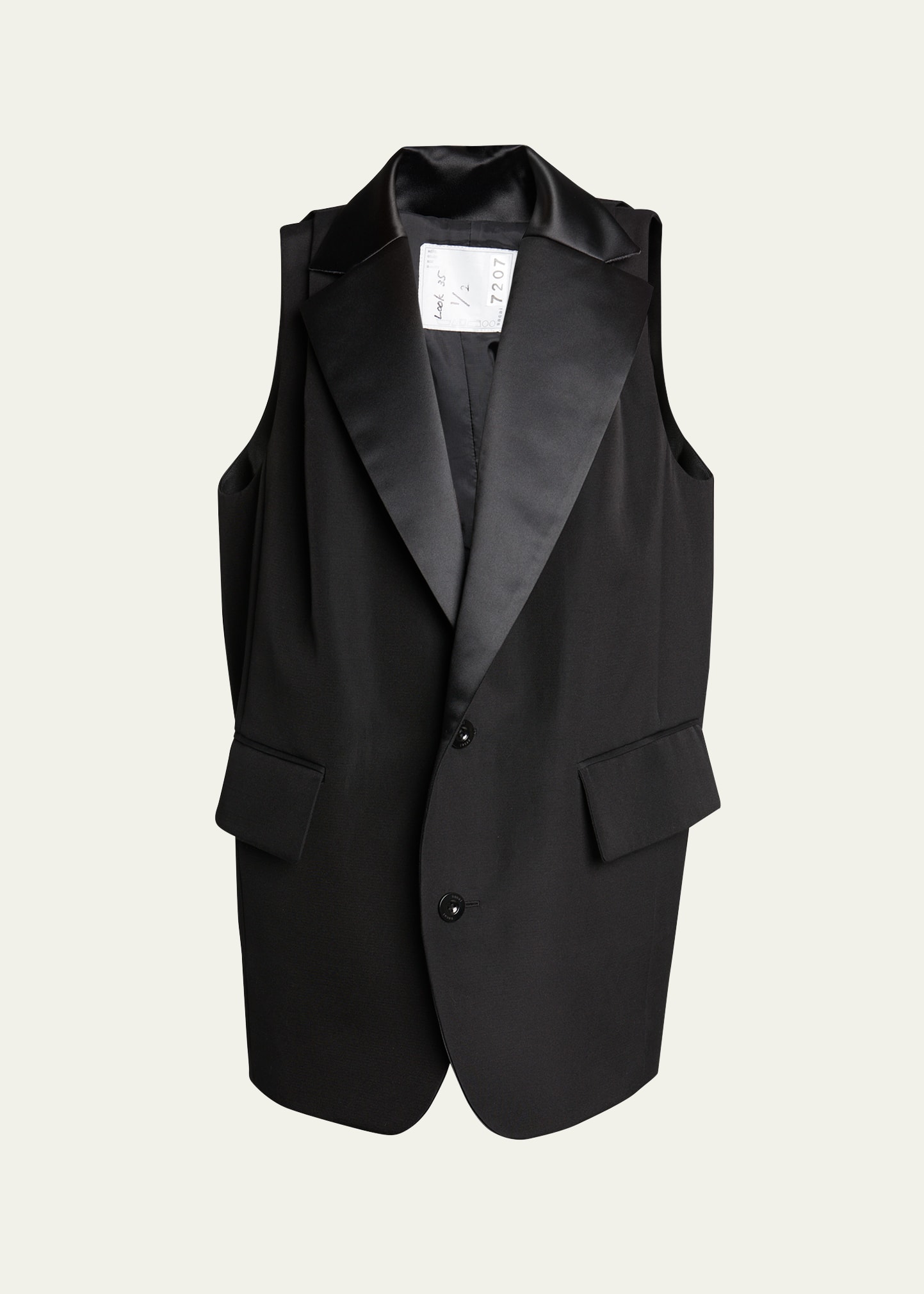 Sacai Cocoon Silk Blazer Vest In Black
