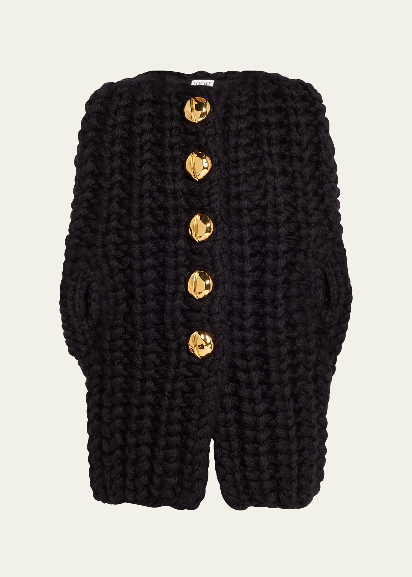 Loewe Gauge Knit Oversized Cape In Black