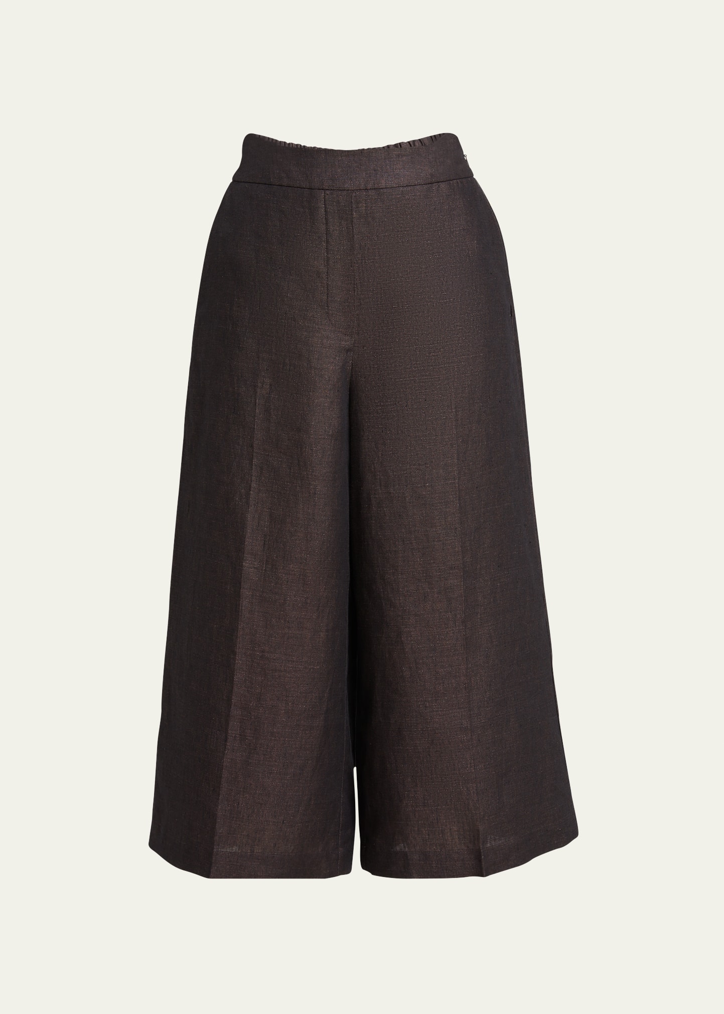 Loewe Linen Cropped Trousers In Dark Brown