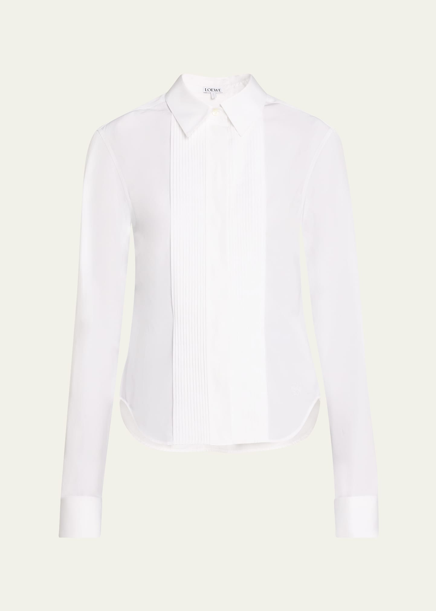 Shop Loewe Pleated Bib-front Blouse In Optic Whit