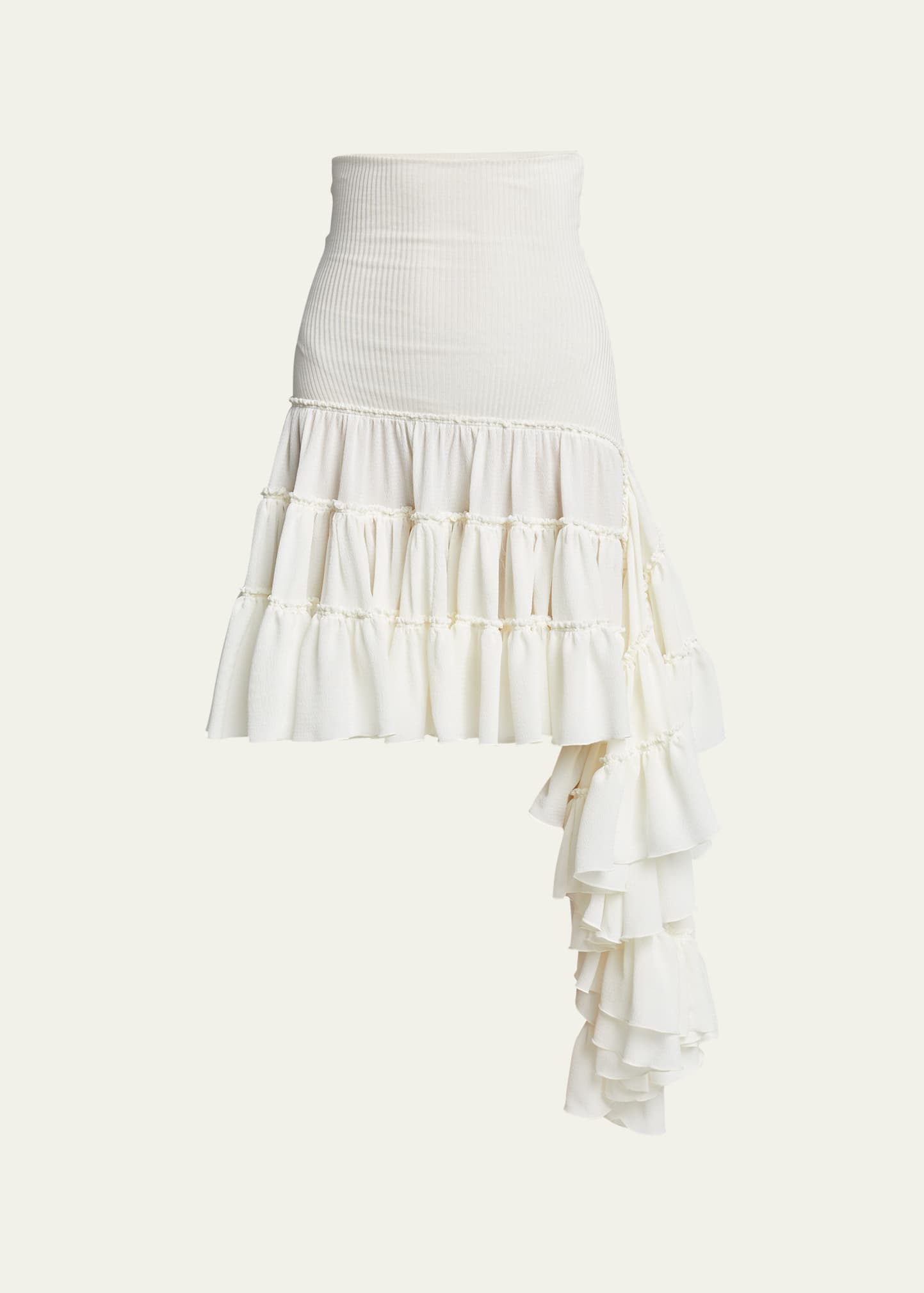 Shop Loewe Ruffled Aysmetric Hem Mini Skirt In Off White