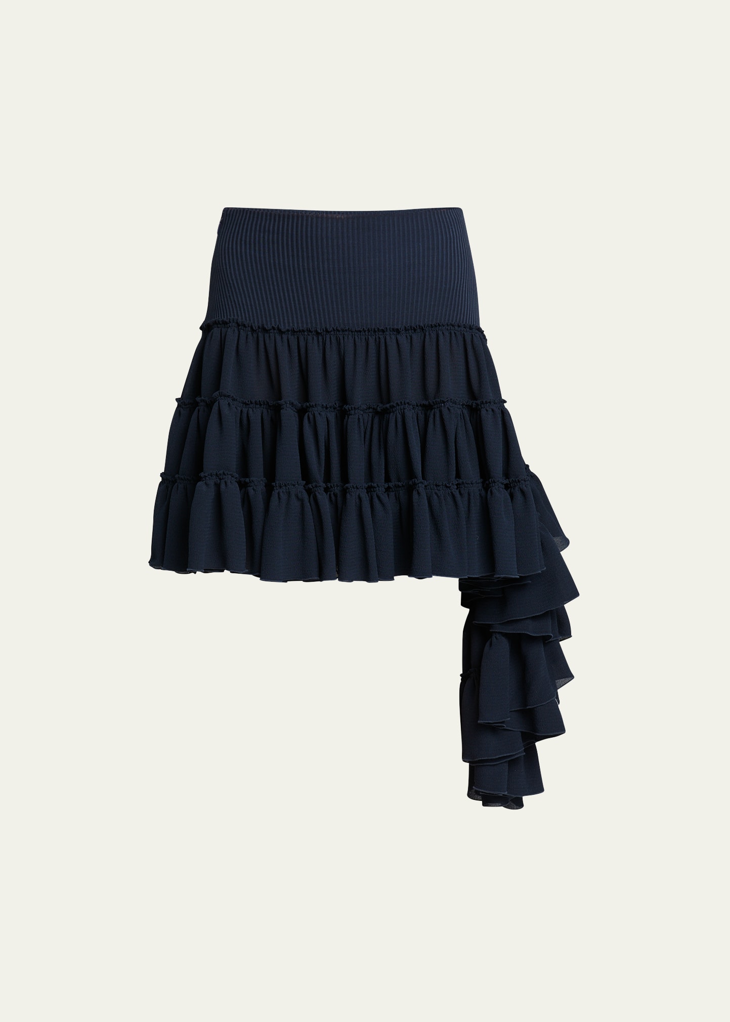 Shop Loewe Ruffled Aysmetric Hem Mini Skirt In Midnight B