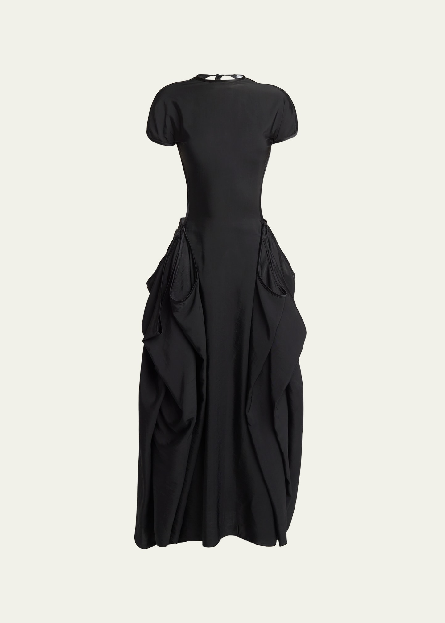 Loewe Backless Ruffle Waist Dress In Black