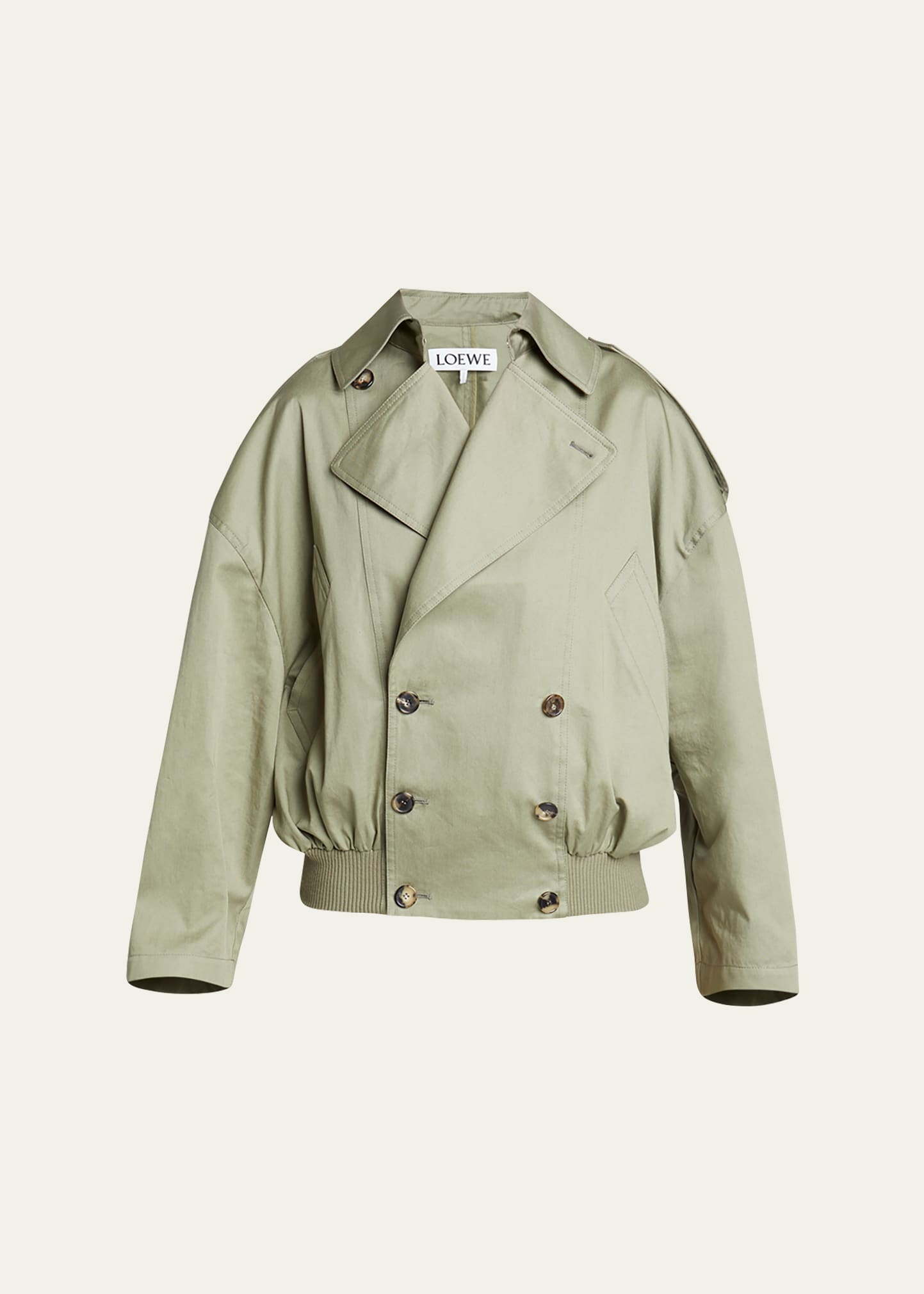 Shop Loewe Cropped Trench Jacket In Military G