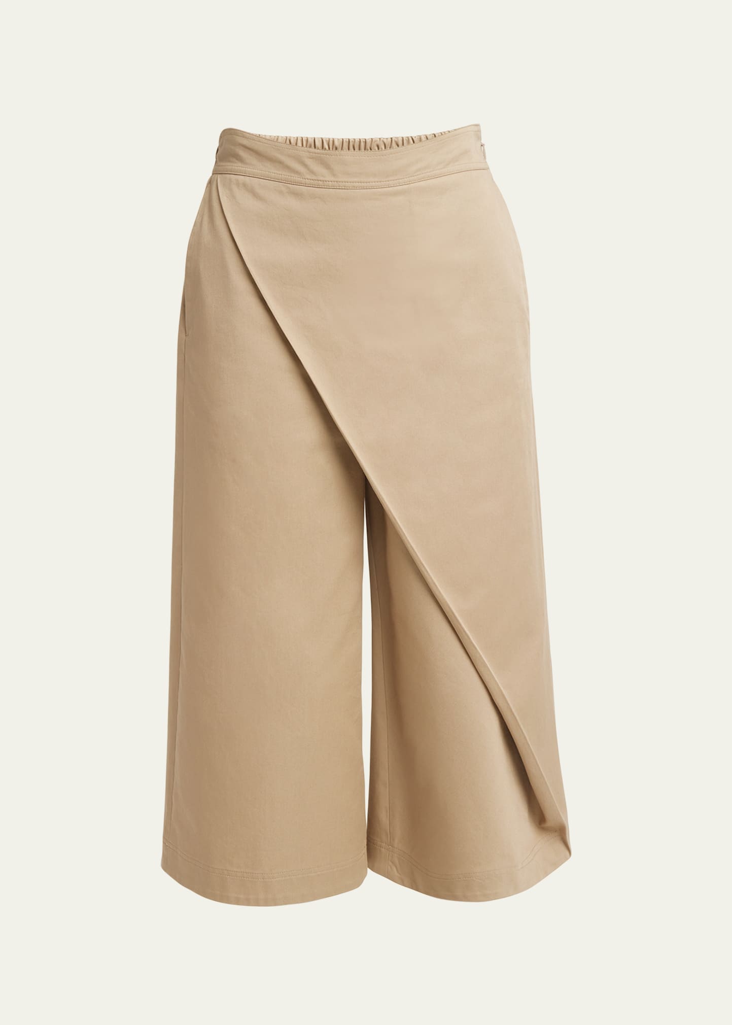 Cropped Wide-Leg Pants with Draped Detail