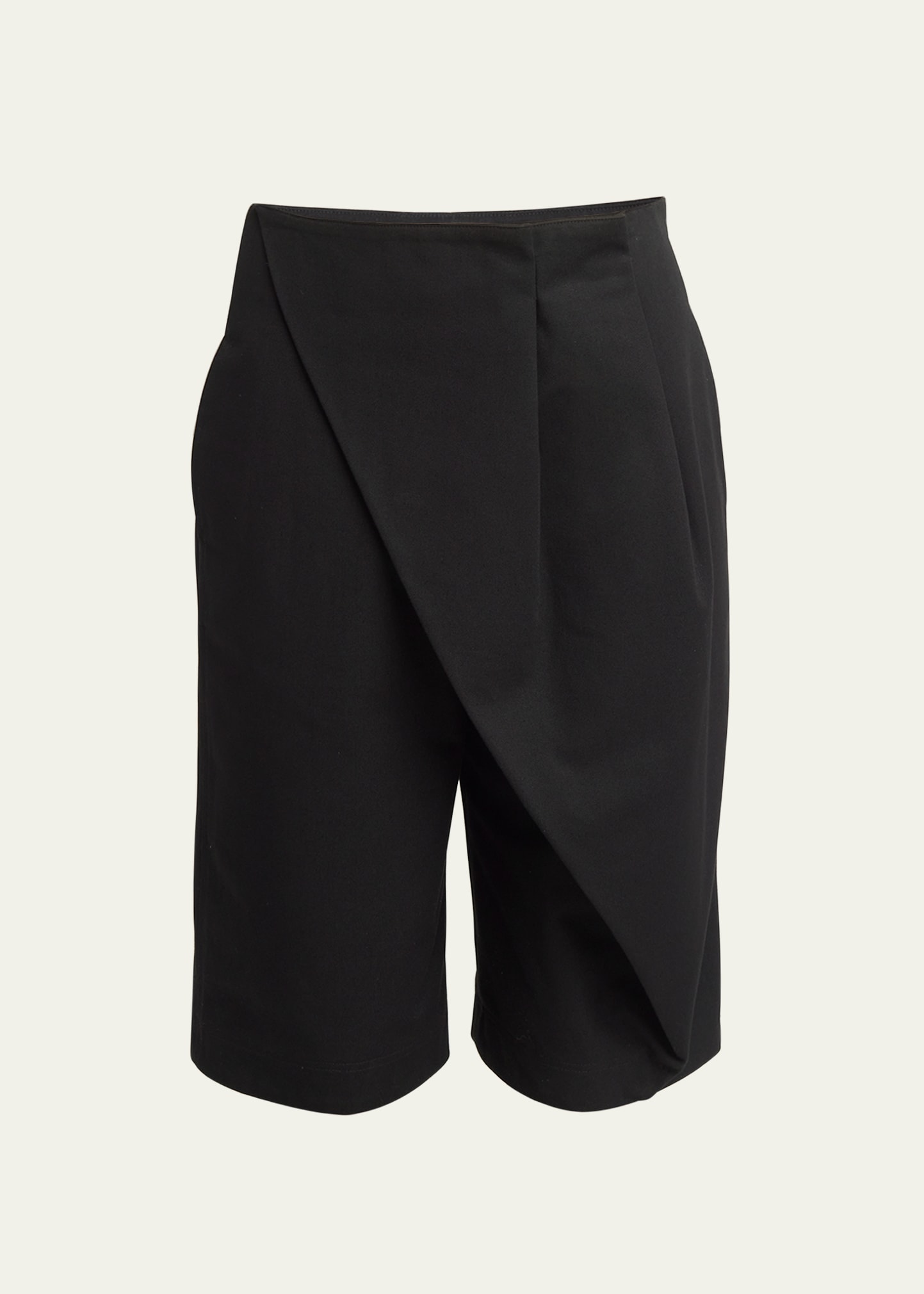 Shop Loewe Draped Pleated Long Shorts In Black