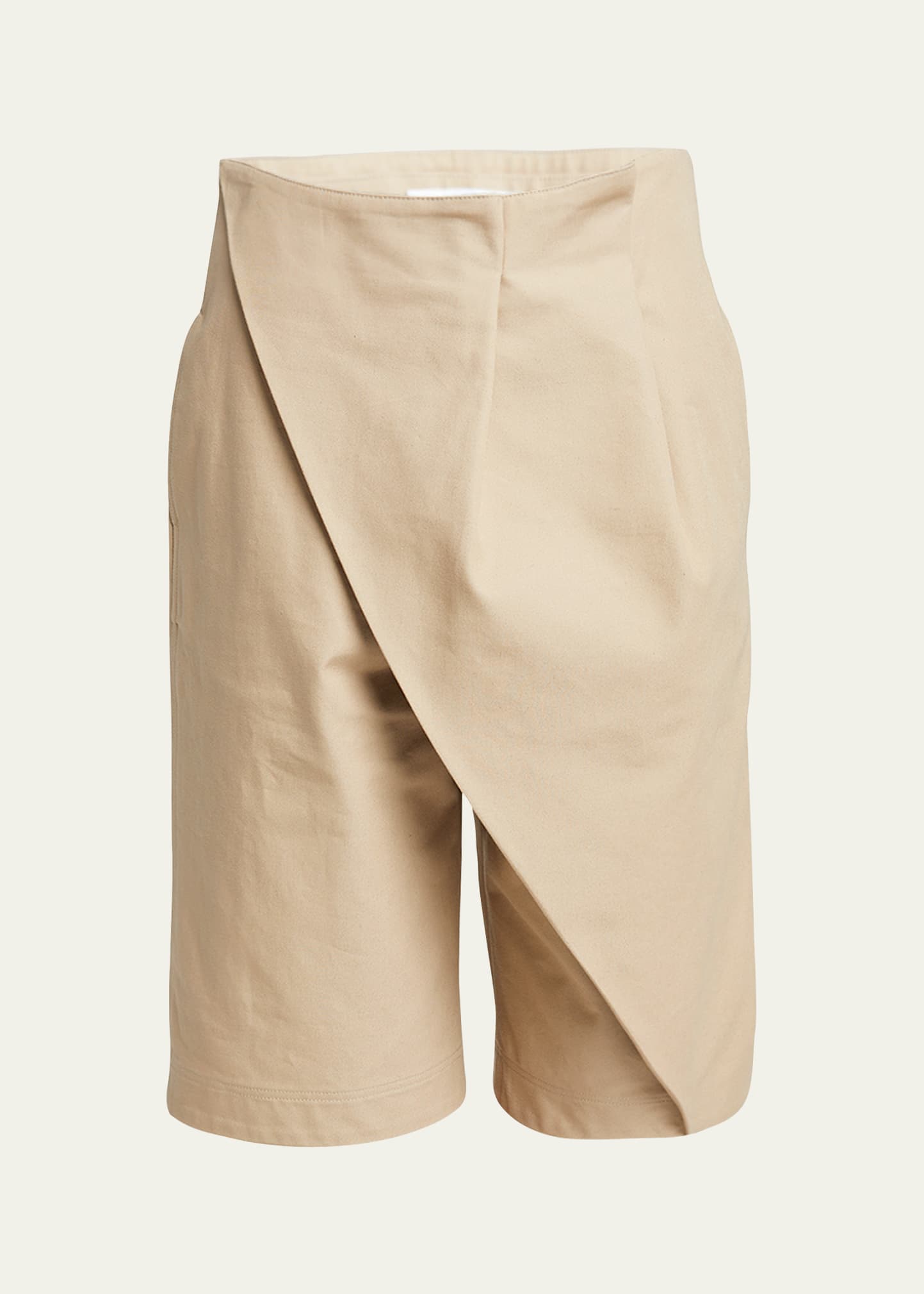 Shop Loewe Draped Pleated Long Shorts In Kraft Beig