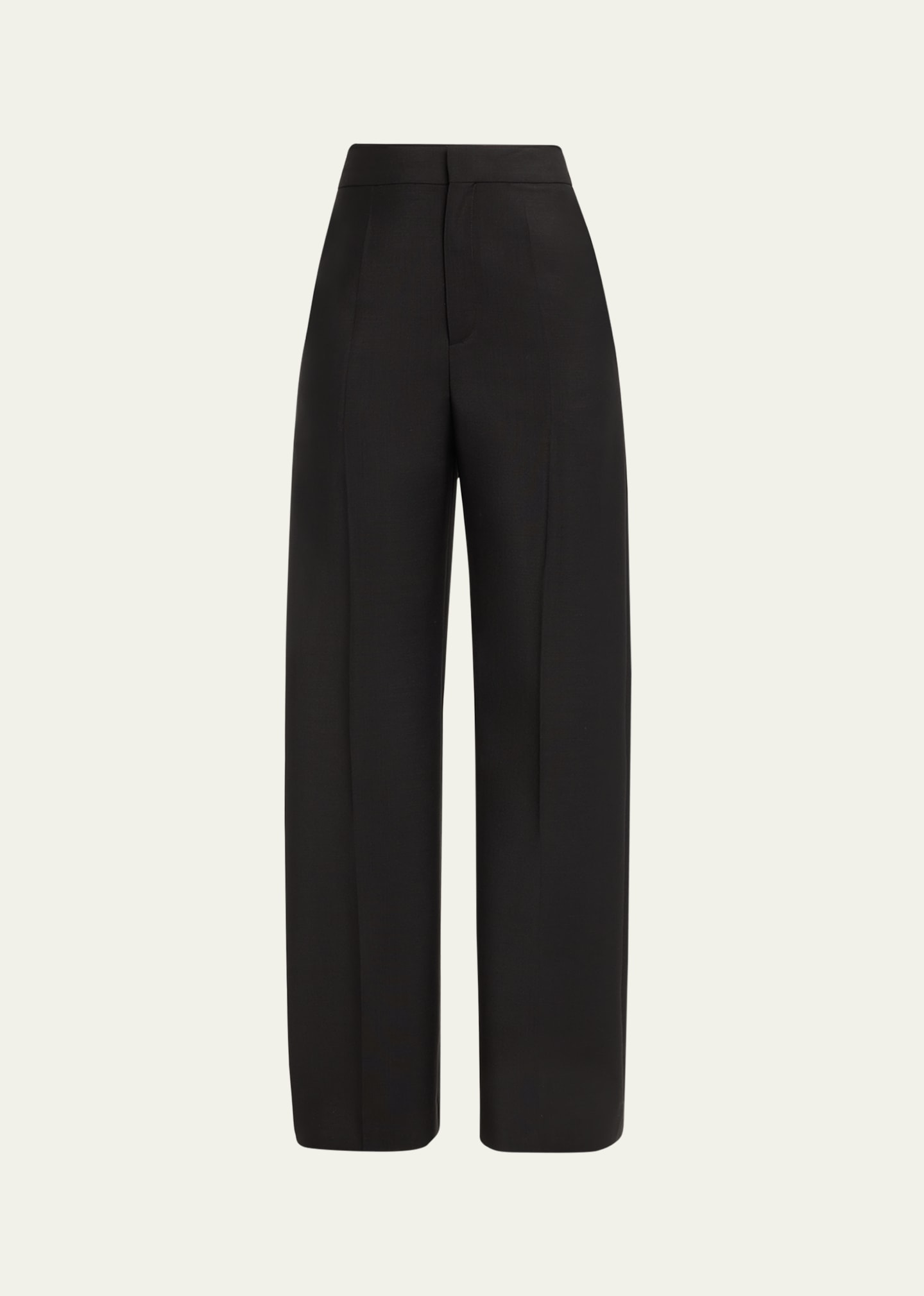 High-Waisted Bootcut Wool Trousers