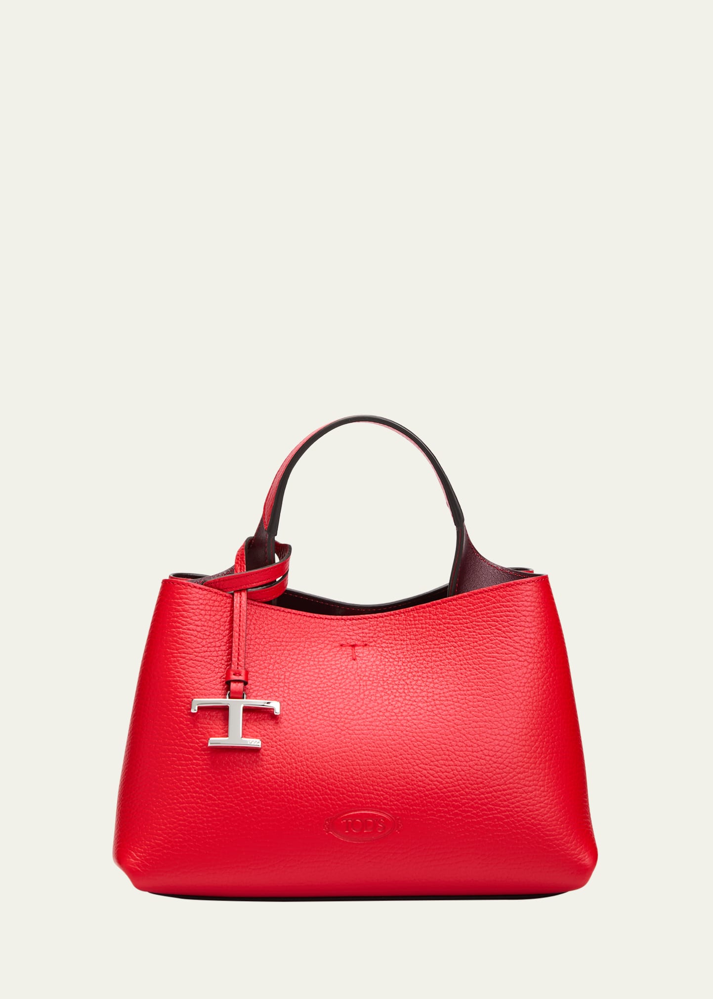 Tod's Grain Leather Top-handle Bag In Red