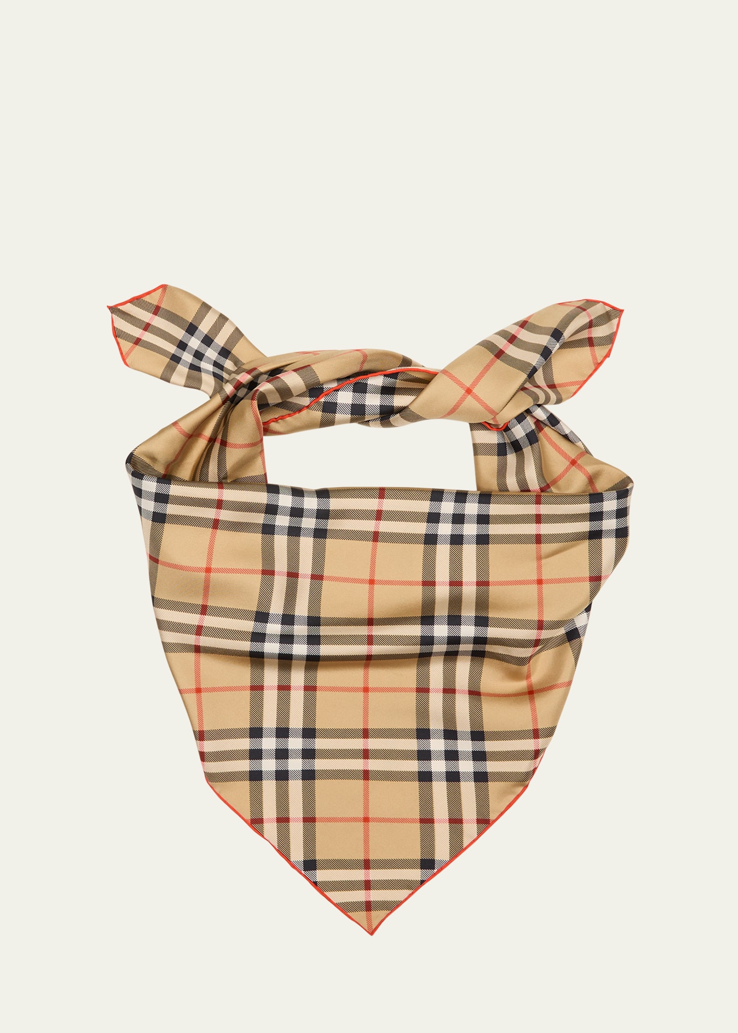 Burberry Check Print Silk Twill Square Scarf In Sand