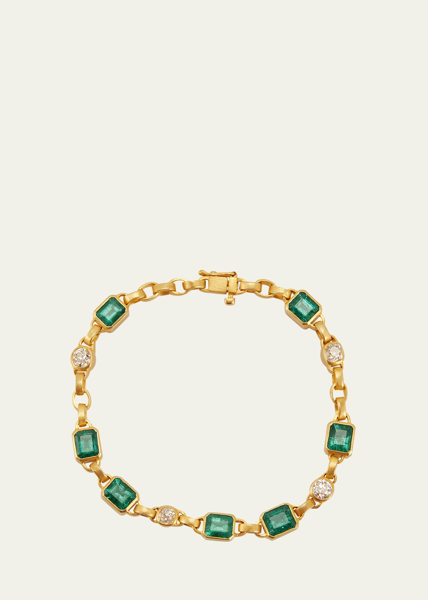 One-Of-A-Kind Emerald and Diamond Signature Chain Bracelet