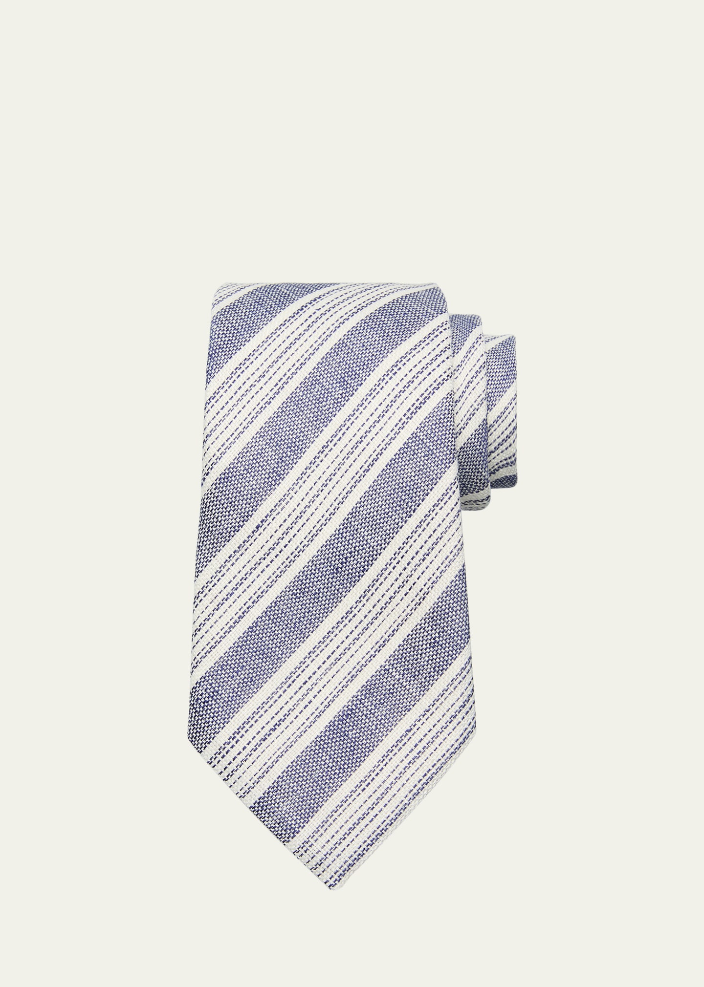 Zegna Men's Linen Jacquard Multi-stripe Tie