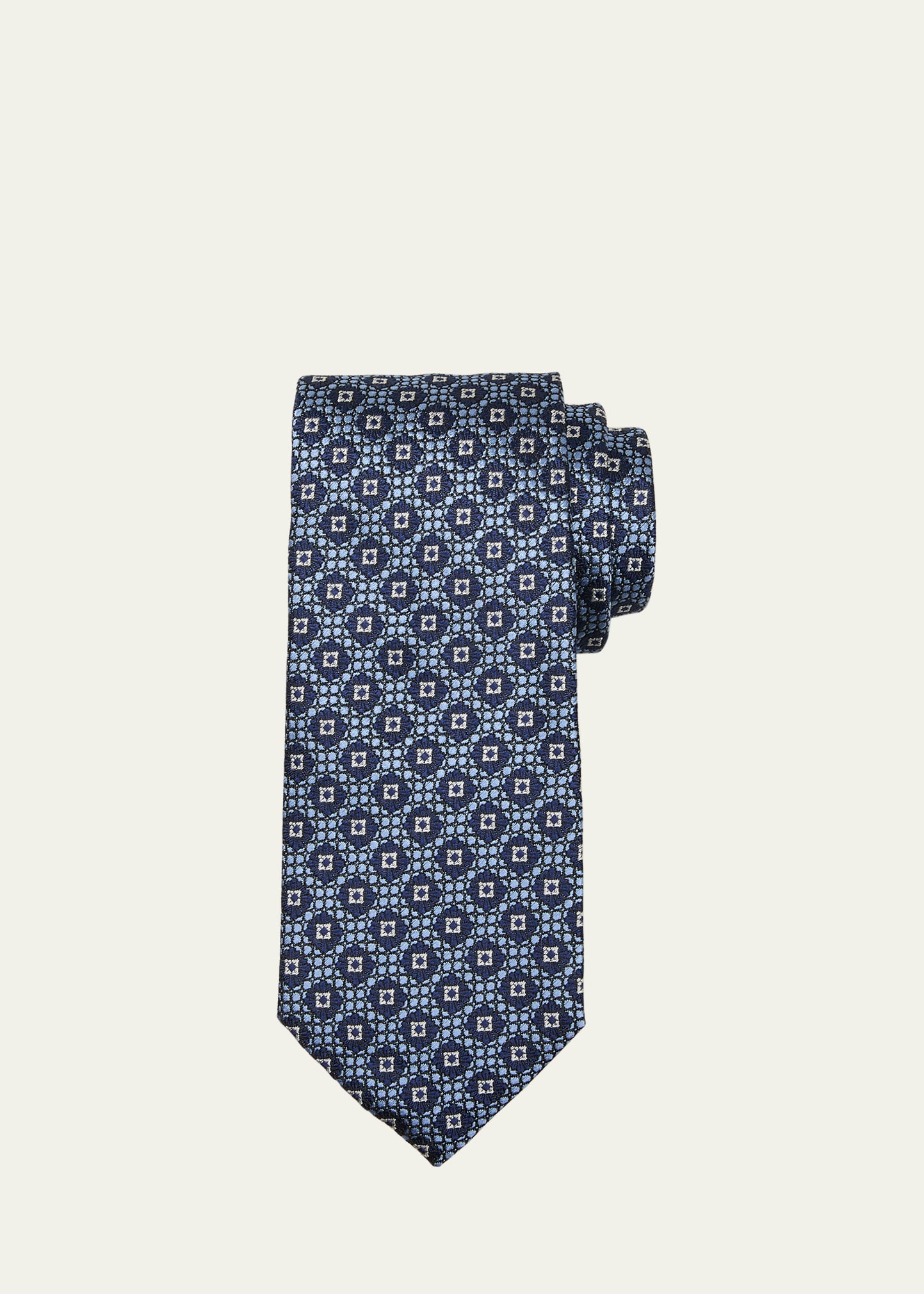 Zegna Men's Geometric Silk Jacquard Tie In Blue