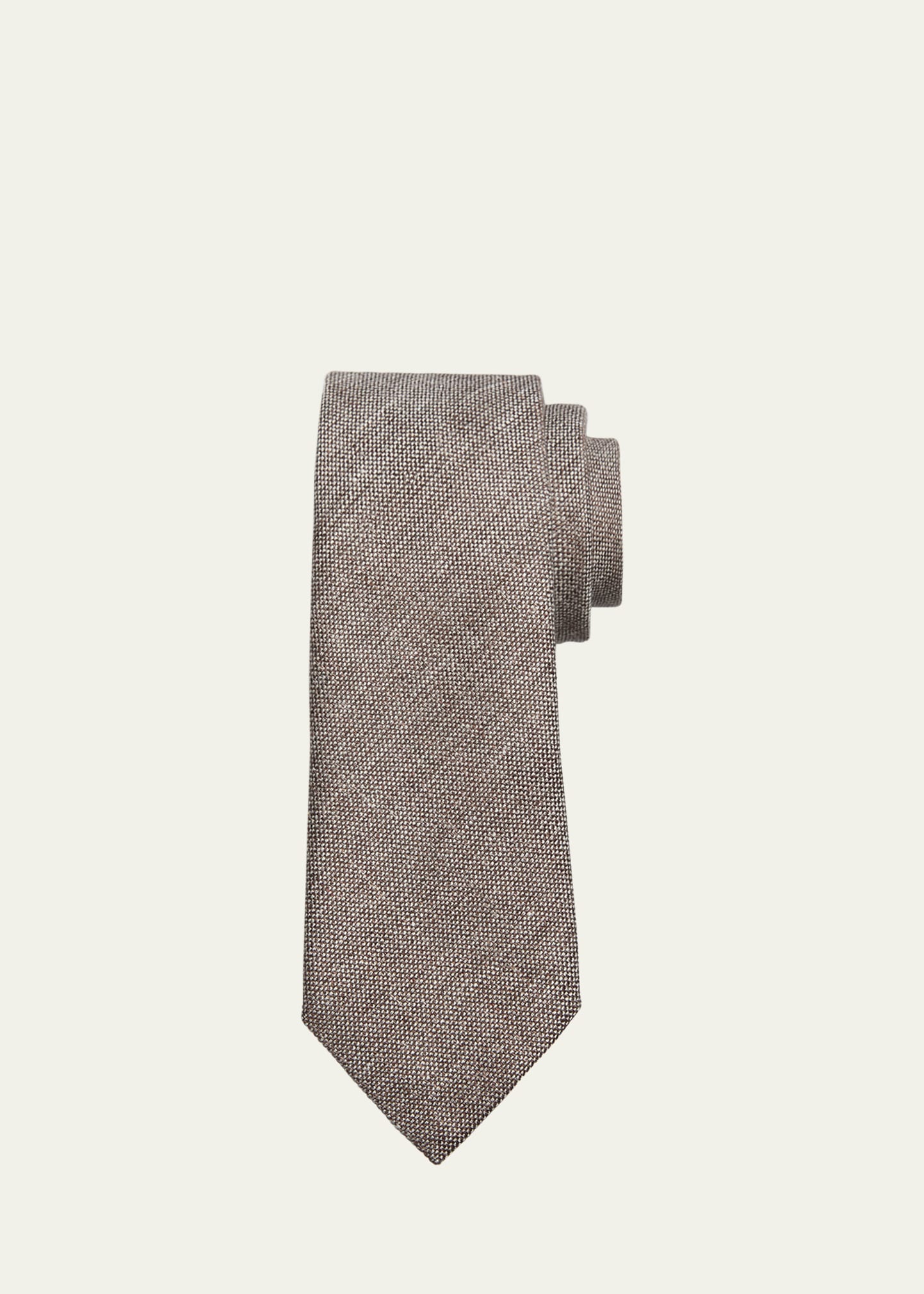 Zegna Men's Linen And Silk Jacquard Tie In Brown