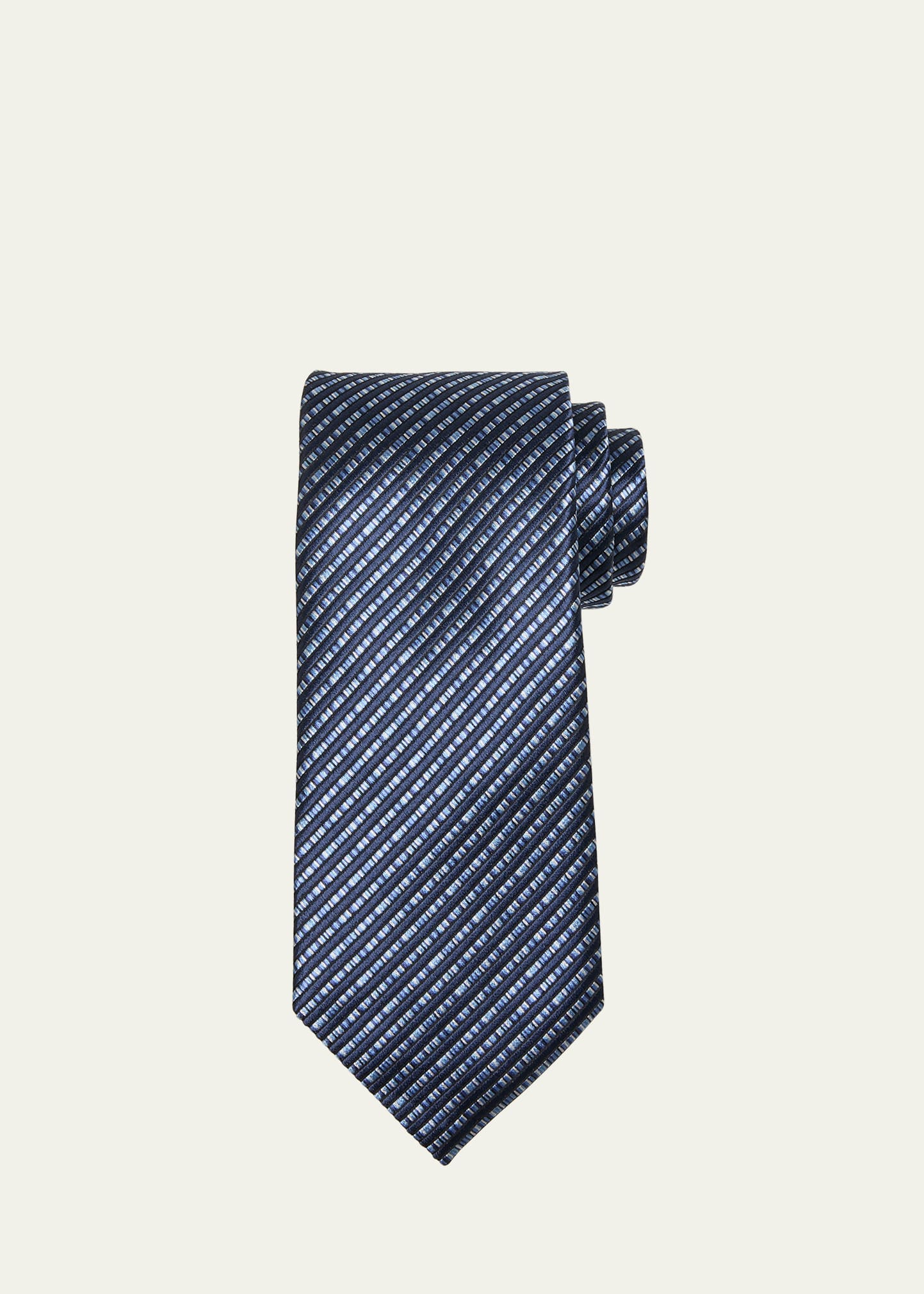 Zegna Men's Stripe Silk Jacquard Tie In Blue