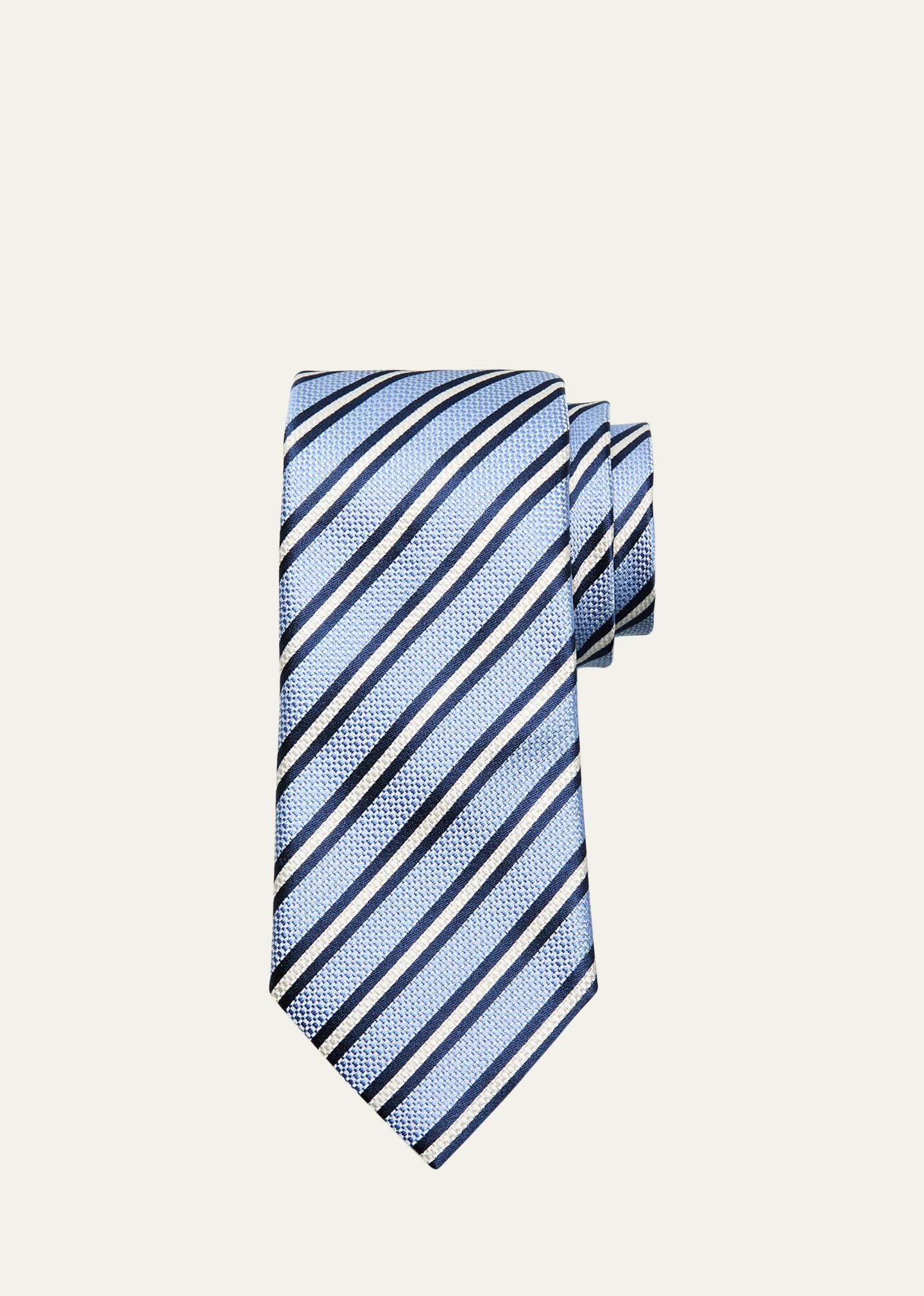 Zegna Men's Silk Jacquard Stripe Tie In Blue