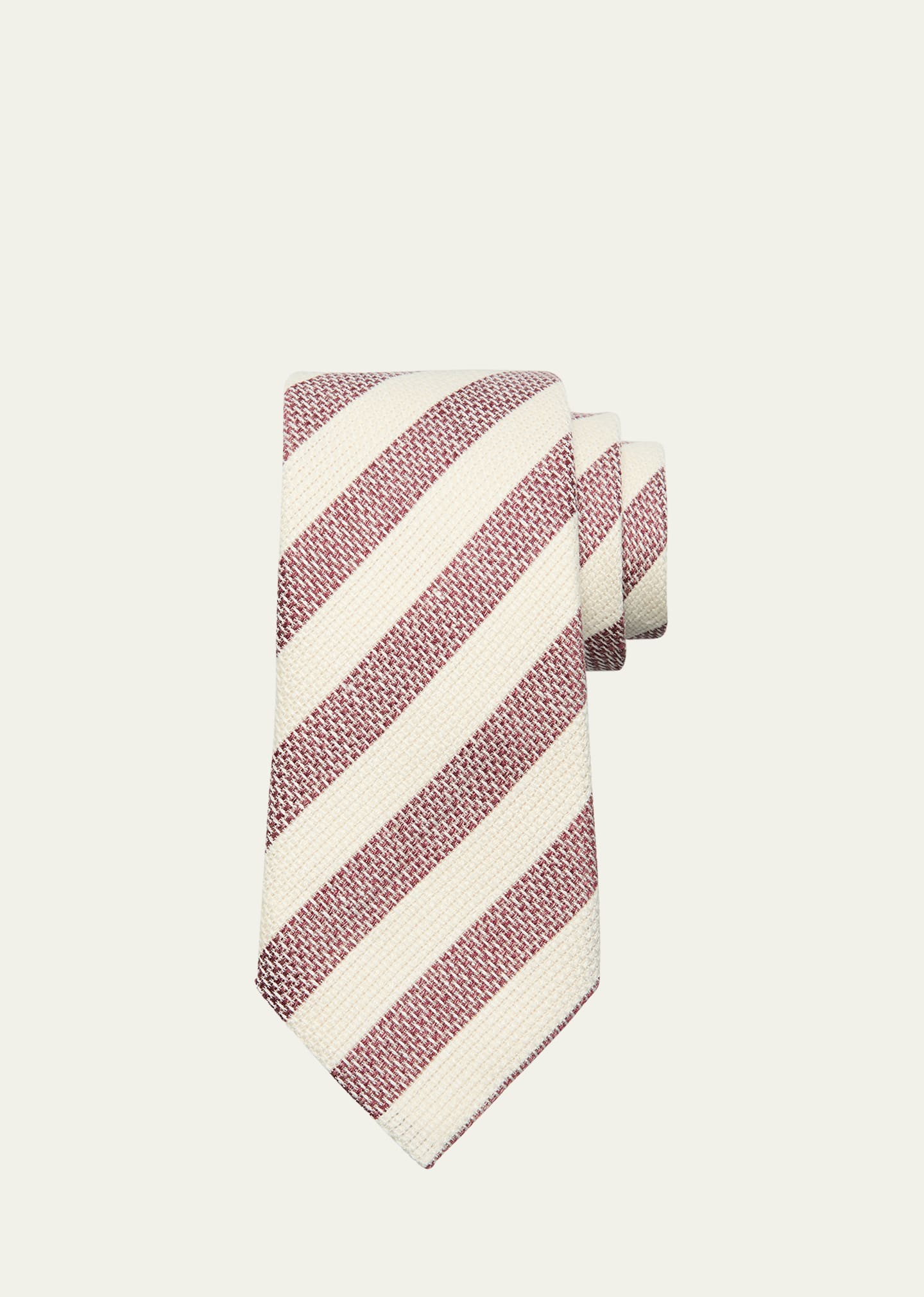 Zegna Men's Linen-silk Stripe Tie In Purple