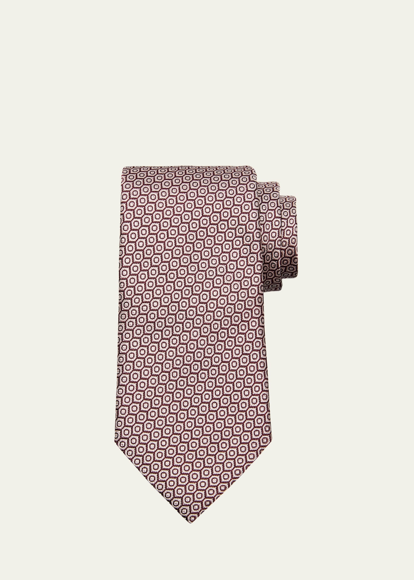 Zegna Men's Geometric Silk Jacquard Tie In Pink