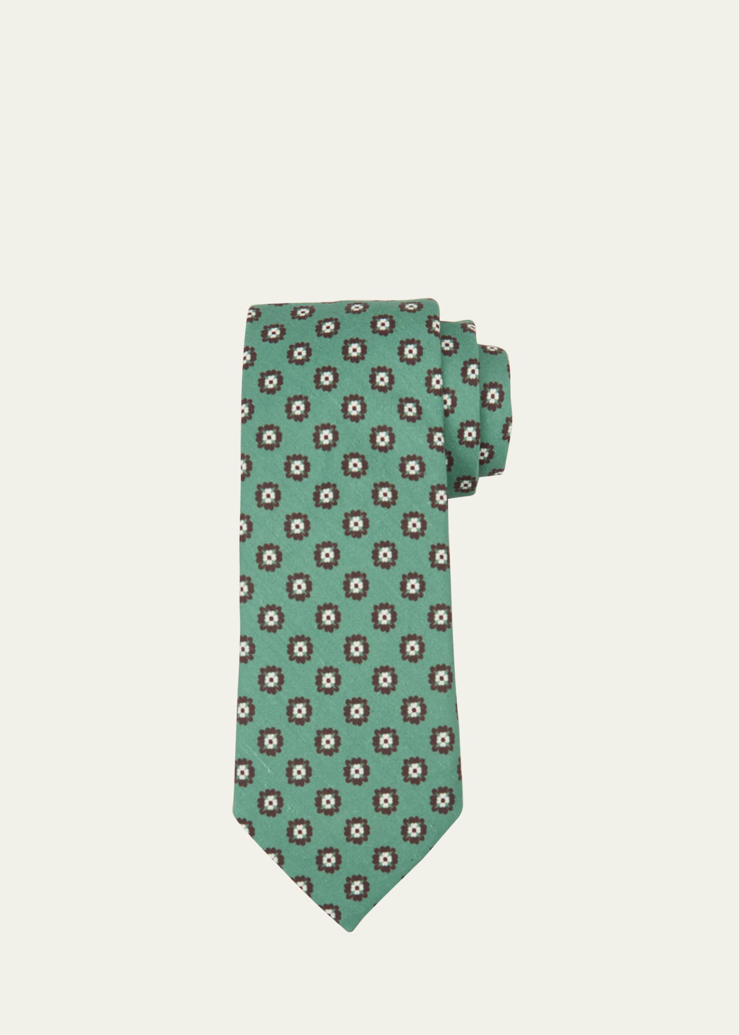 Zegna Men's Linen-silk Printed Tie In Green