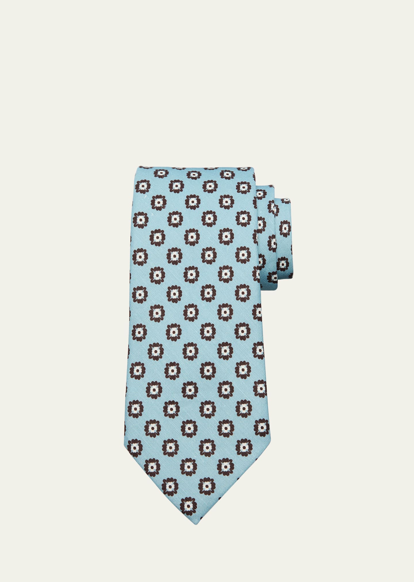 Zegna Men's Linen-silk Printed Tie In Blue
