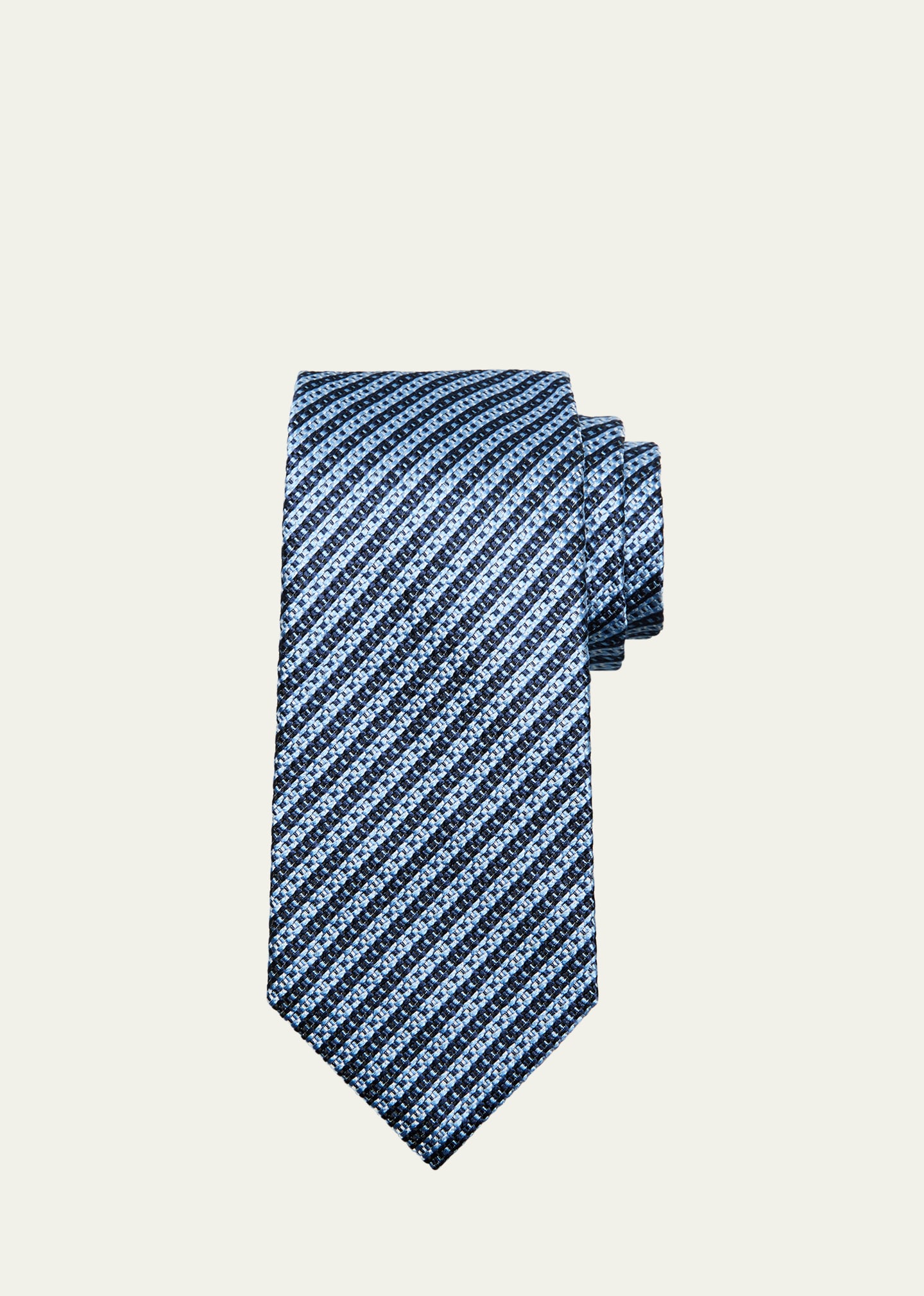 Zegna Men's Stripe Silk Tie In Blue