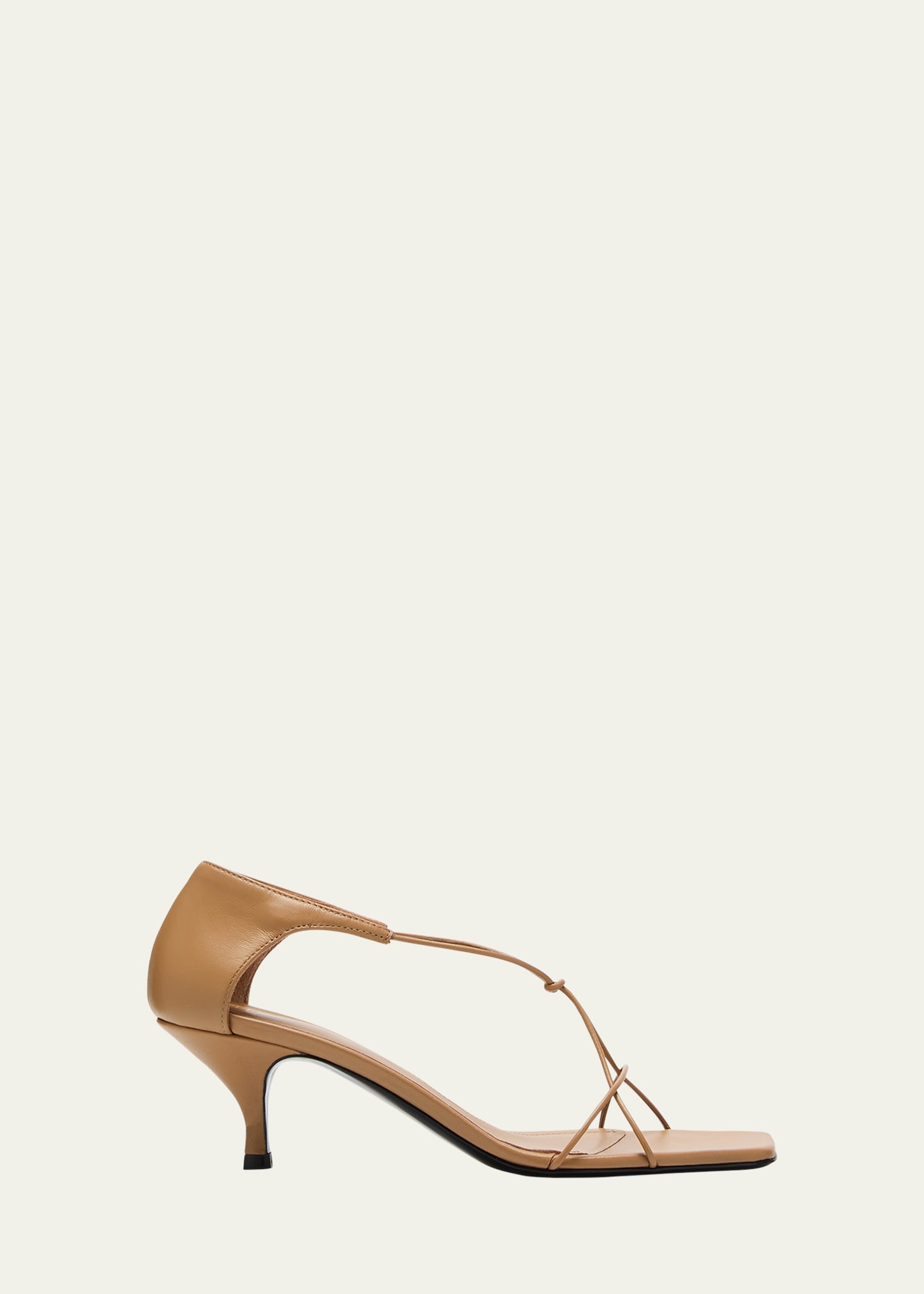 Shop Totême The Knot Leather Sandals In Dark Beige