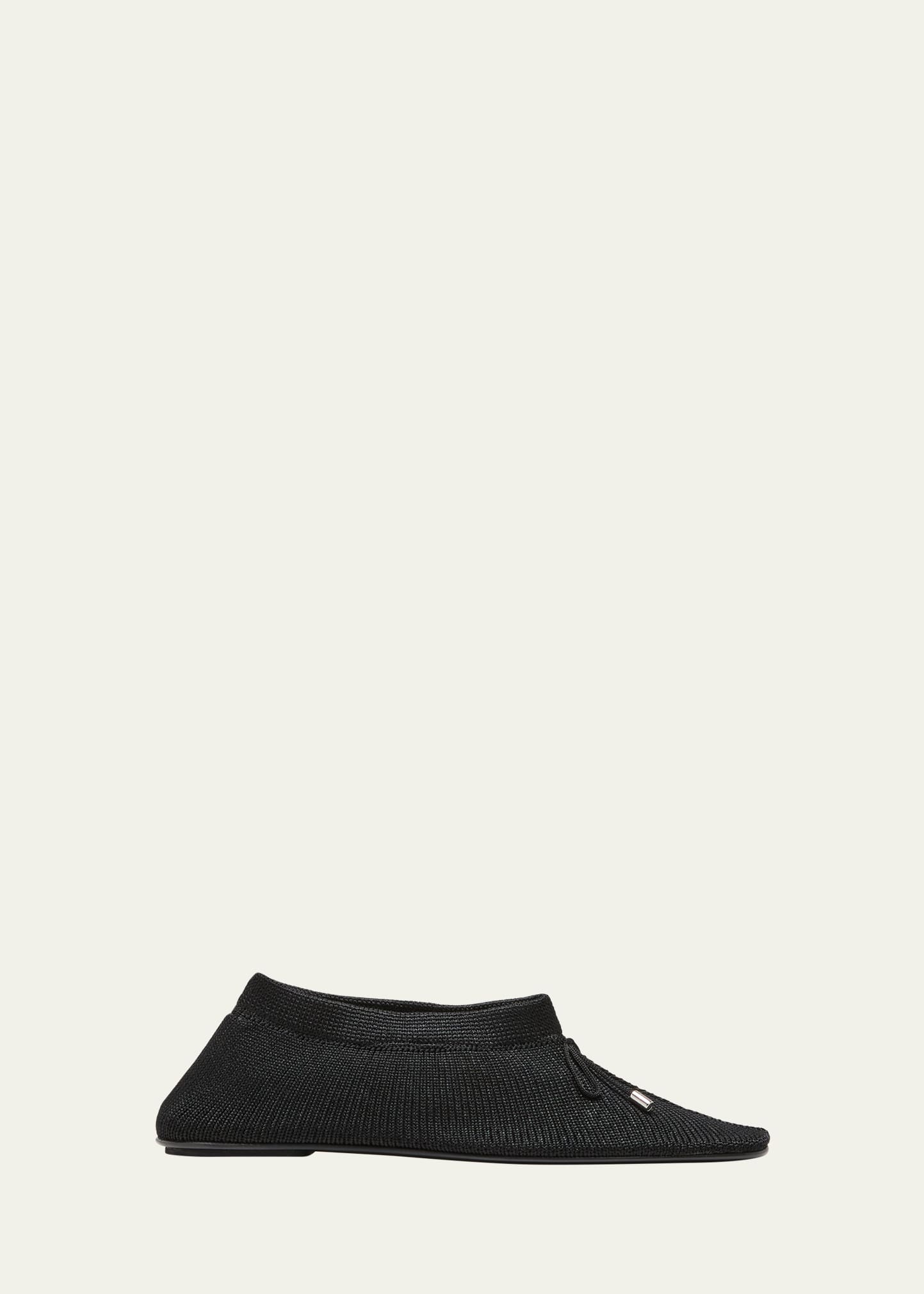 Totême The Gathered Satin Ballet Flats In Black