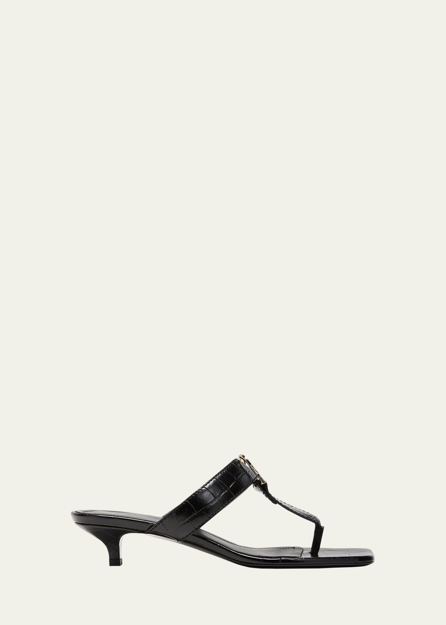 Shop Totême Belted Croco Kitten-heel Thong Sandals In Black