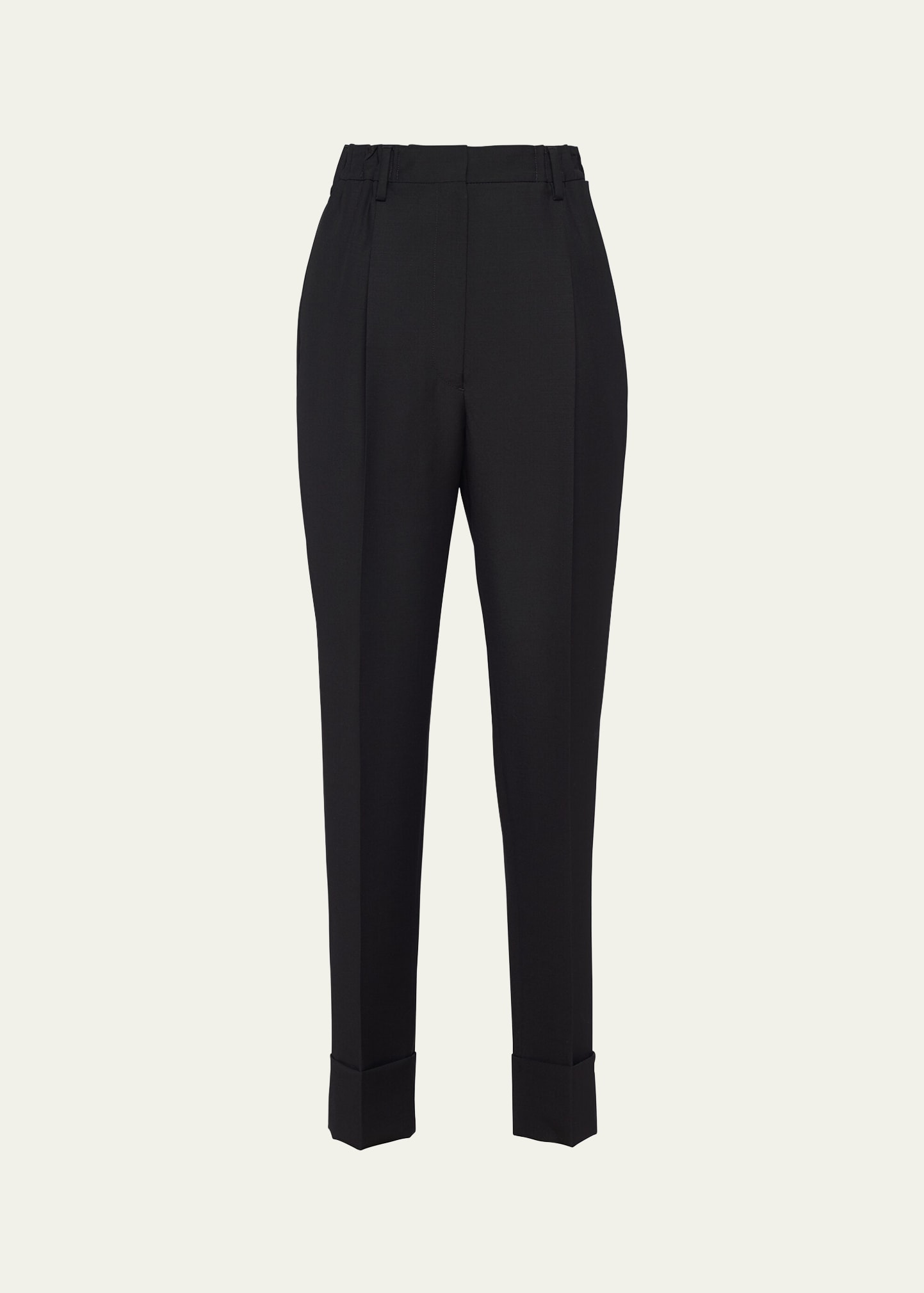 Prada Flared Wool Blend Pants In F0002 Nero