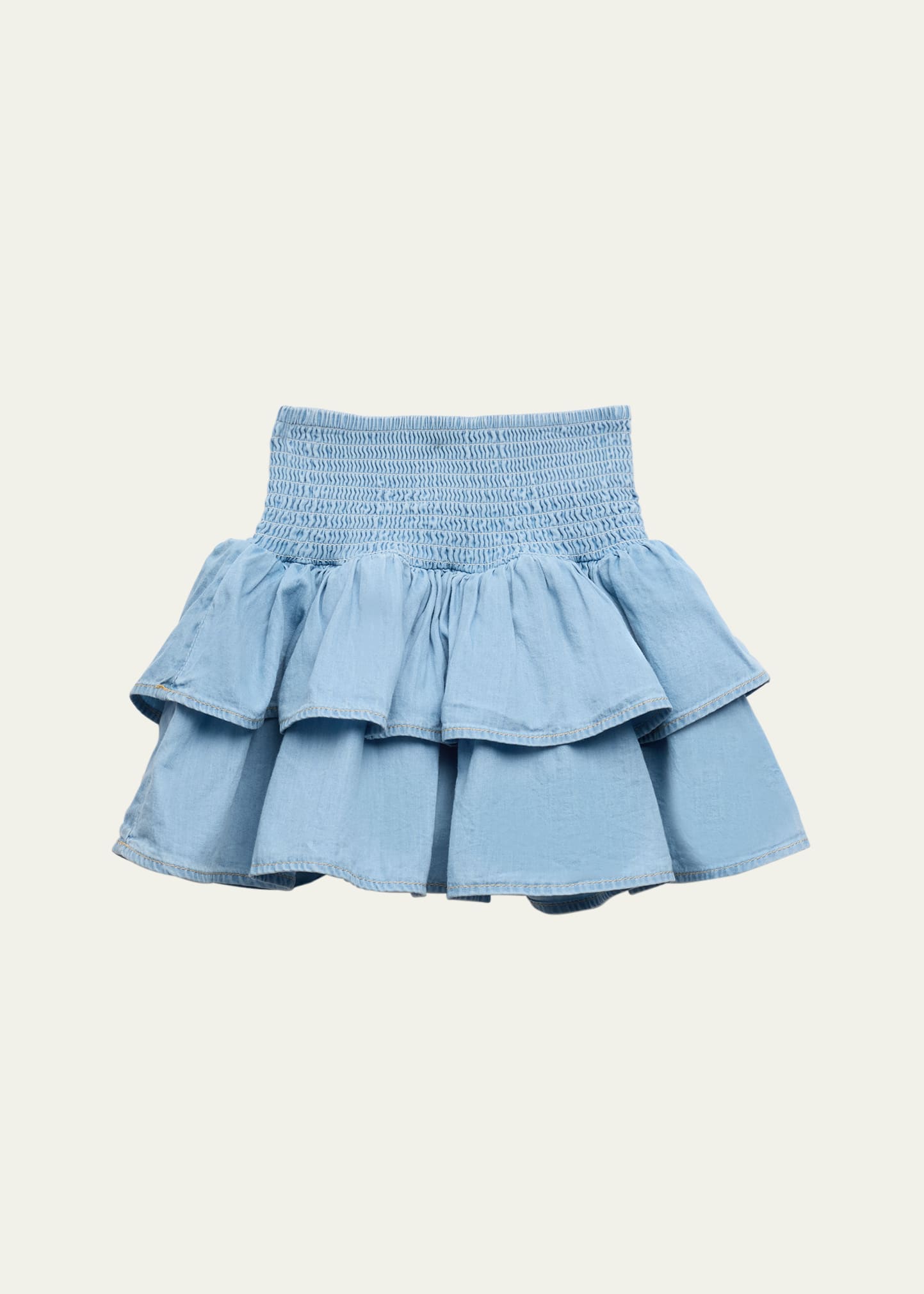 Shop Molo Girl's Bonita Chambray Mini Skirt In Summer Wash Indig