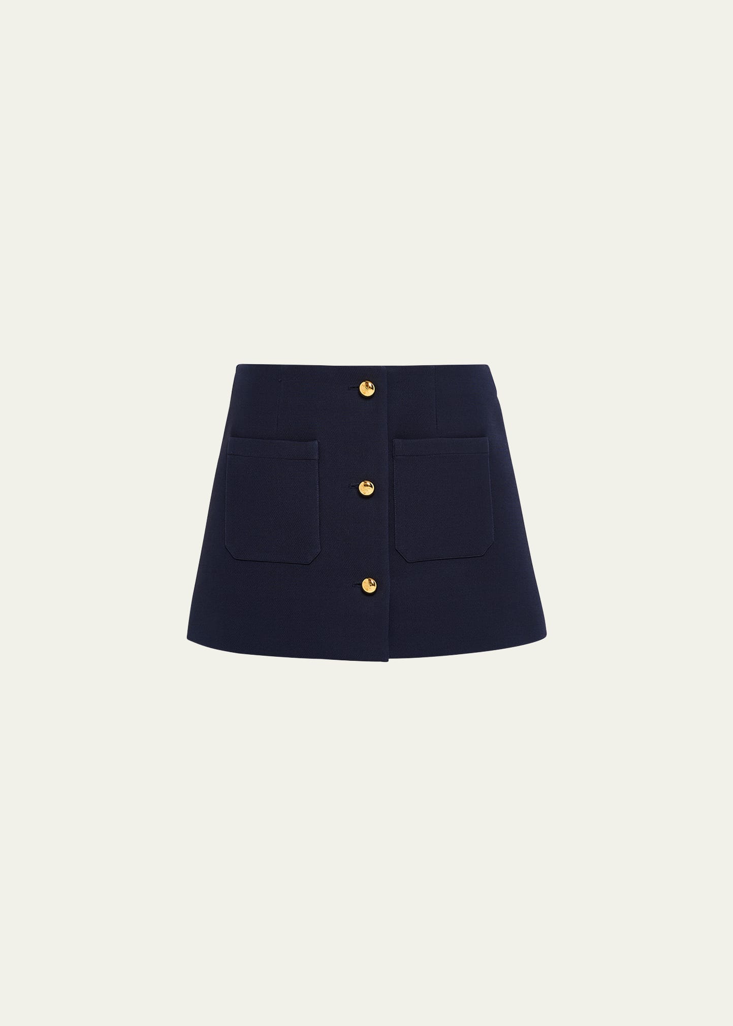 Prada Buttoned Wool Mini Skirt In F0008 Bleu