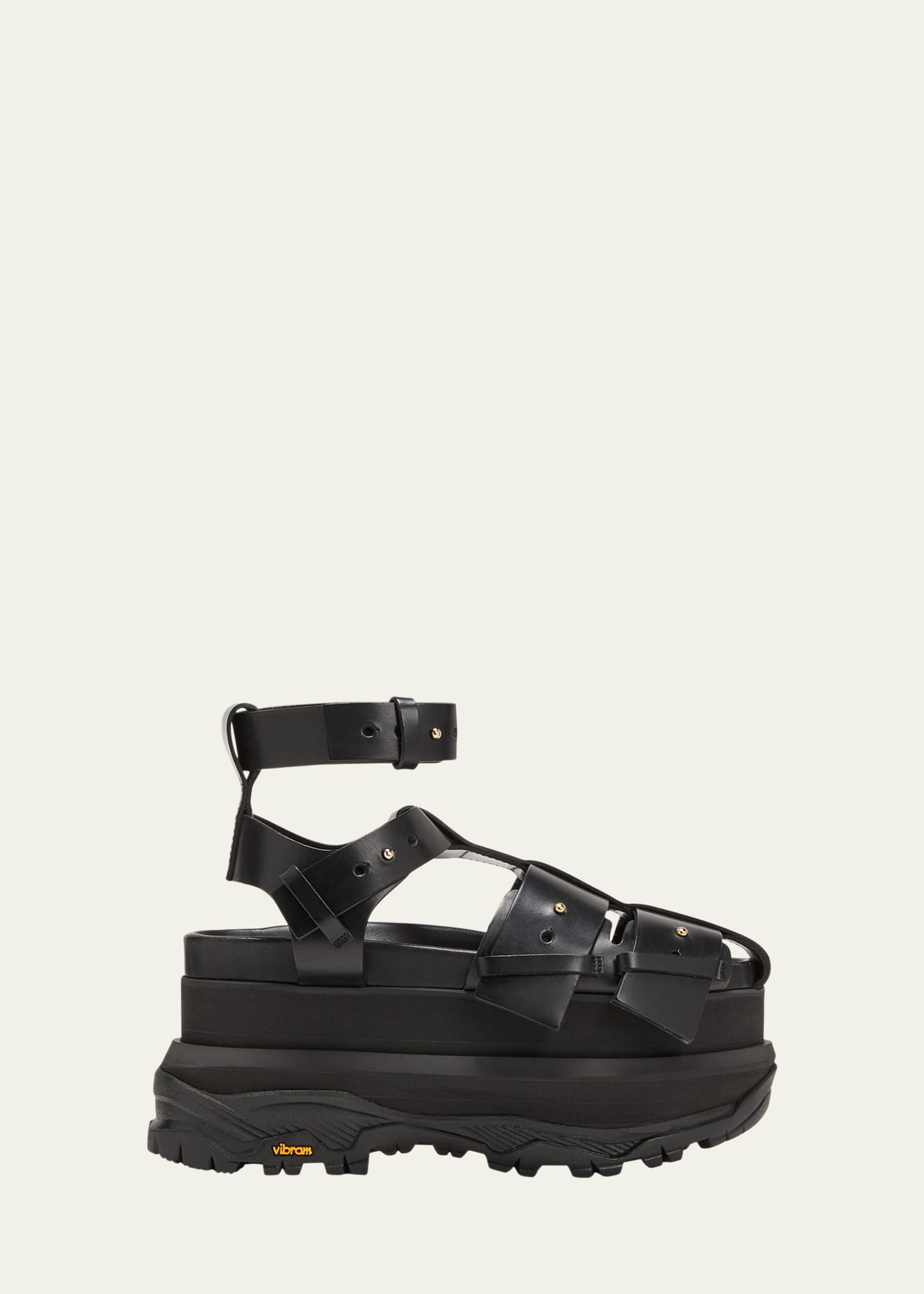 Leather Ankle-Cuff Platform Fisherman Sandals