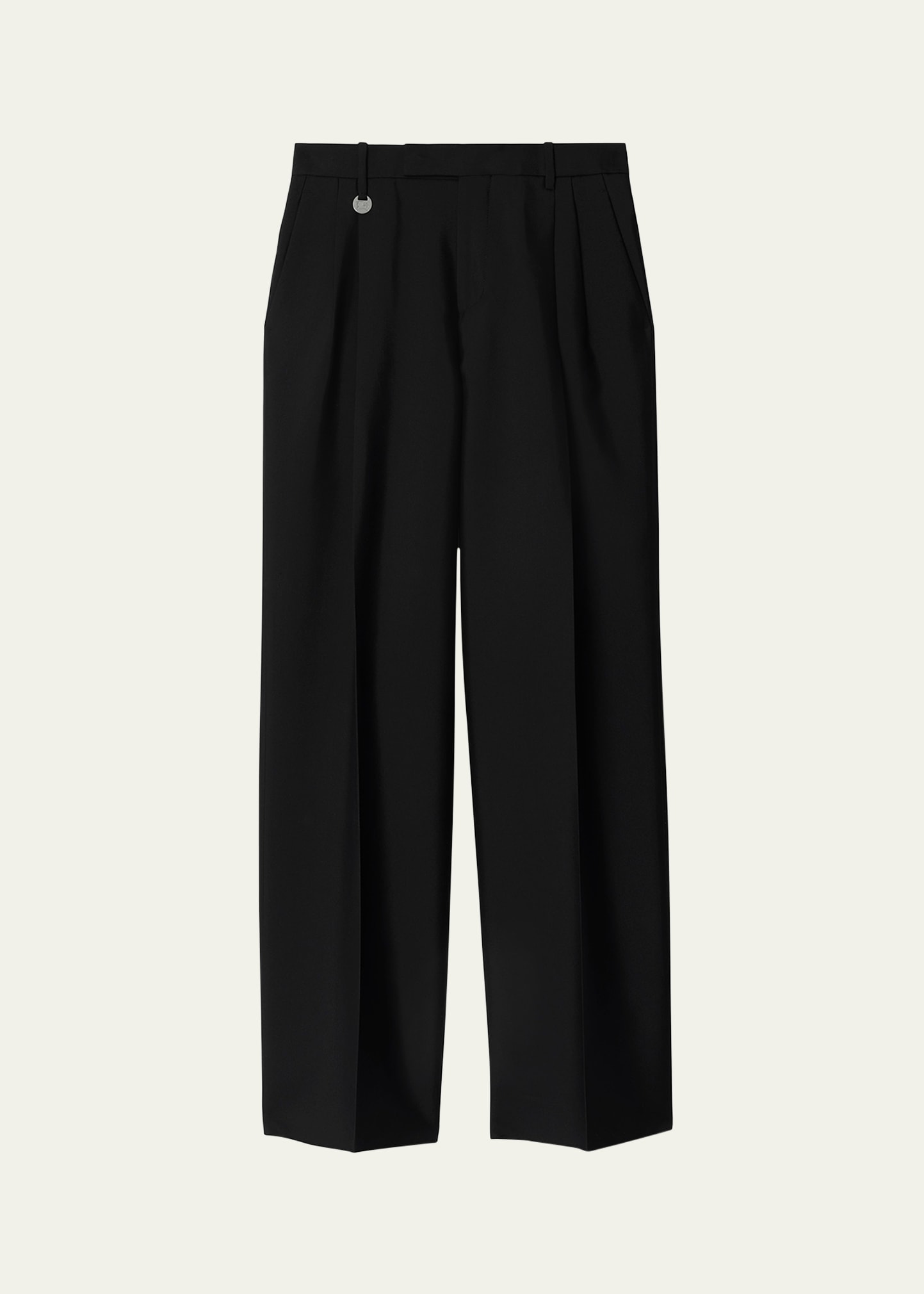 Pleated Straight-Leg Trousers with Coin Detail