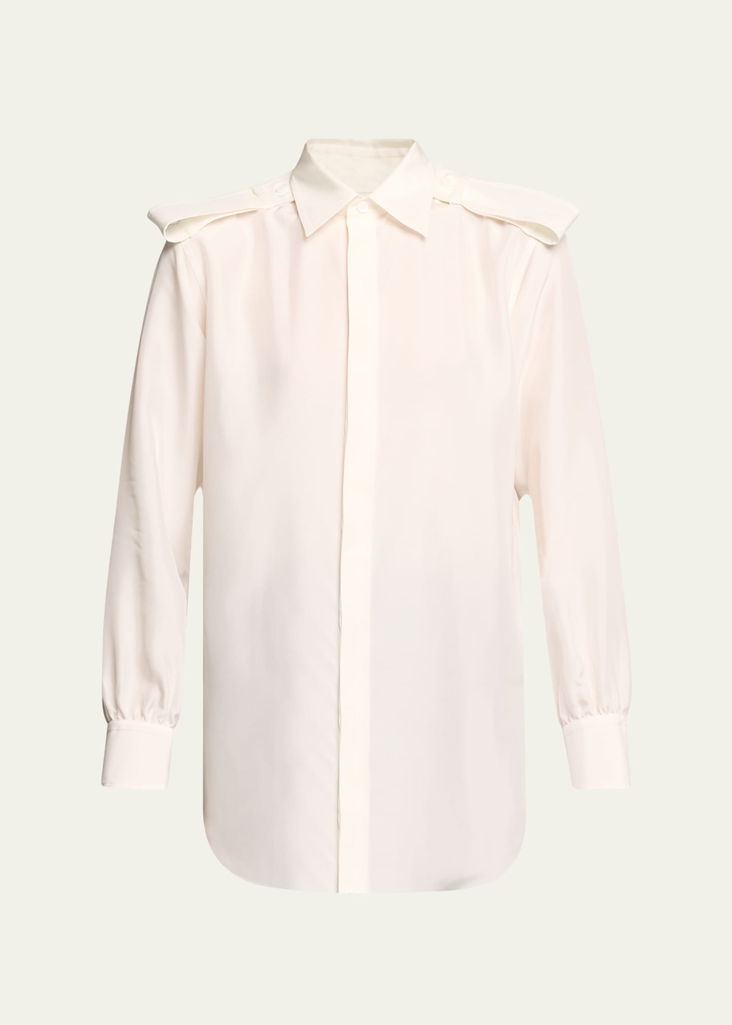 Button-Front Shirt with Belted Shoulders