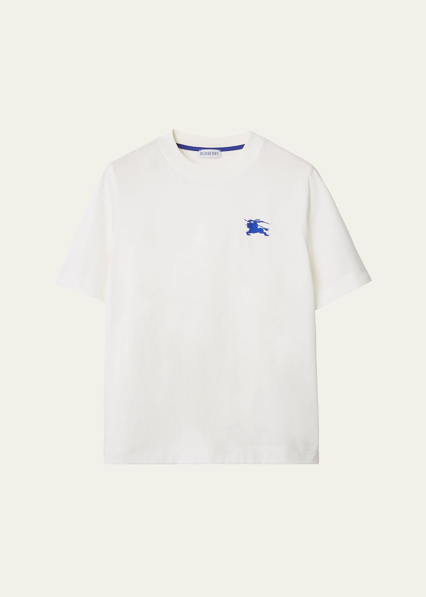 Burberry Ekd Embroidery Cotton T-shirt In Salt
