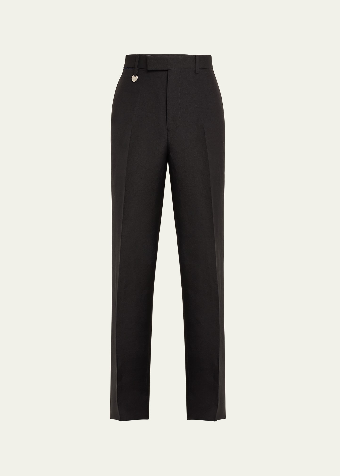 Shop Burberry Men's Coin Tab Wool Trousers In Black